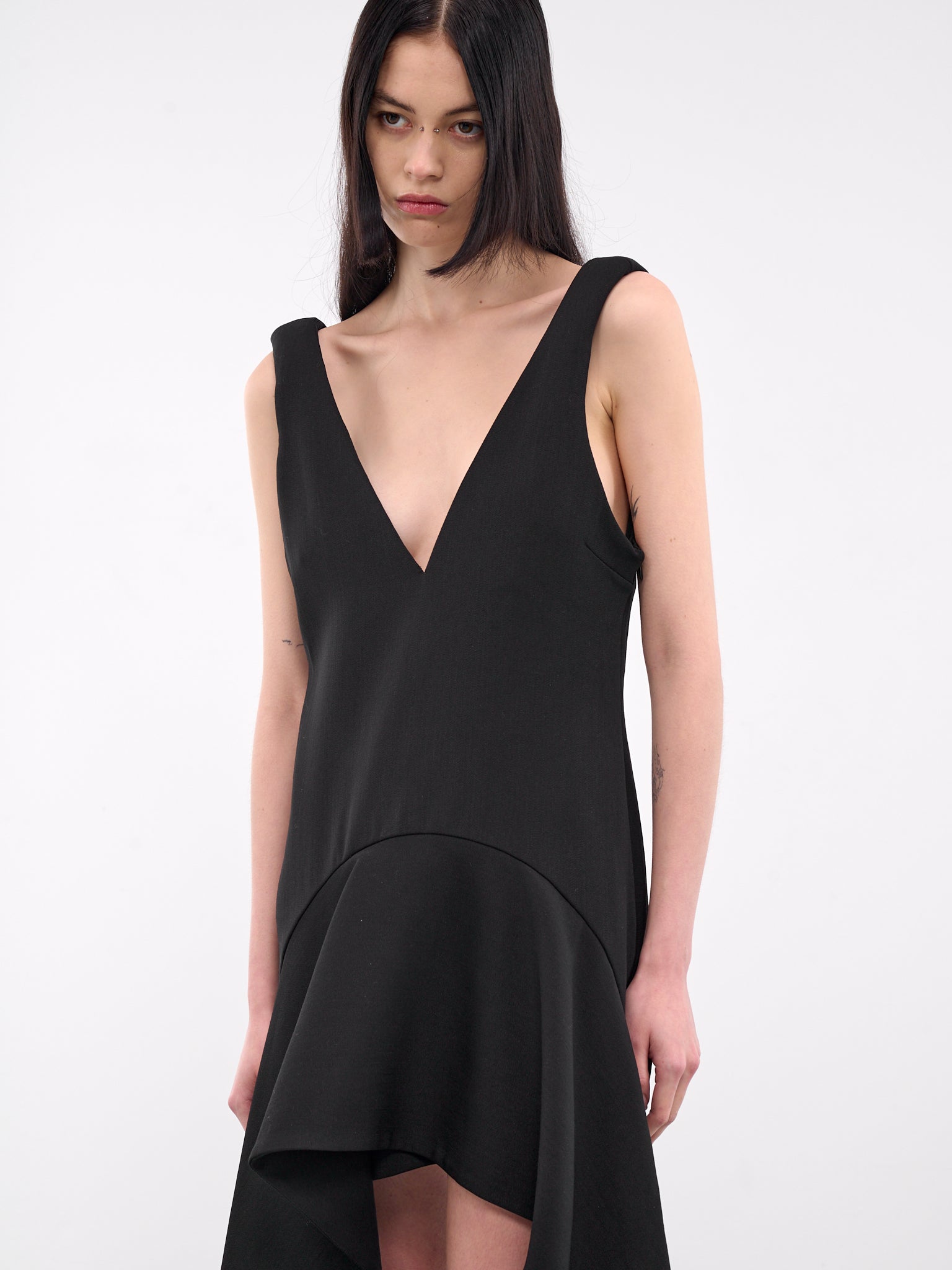 Draped V-Neck Mini Dress (DR0478-PG1580-BLACK)