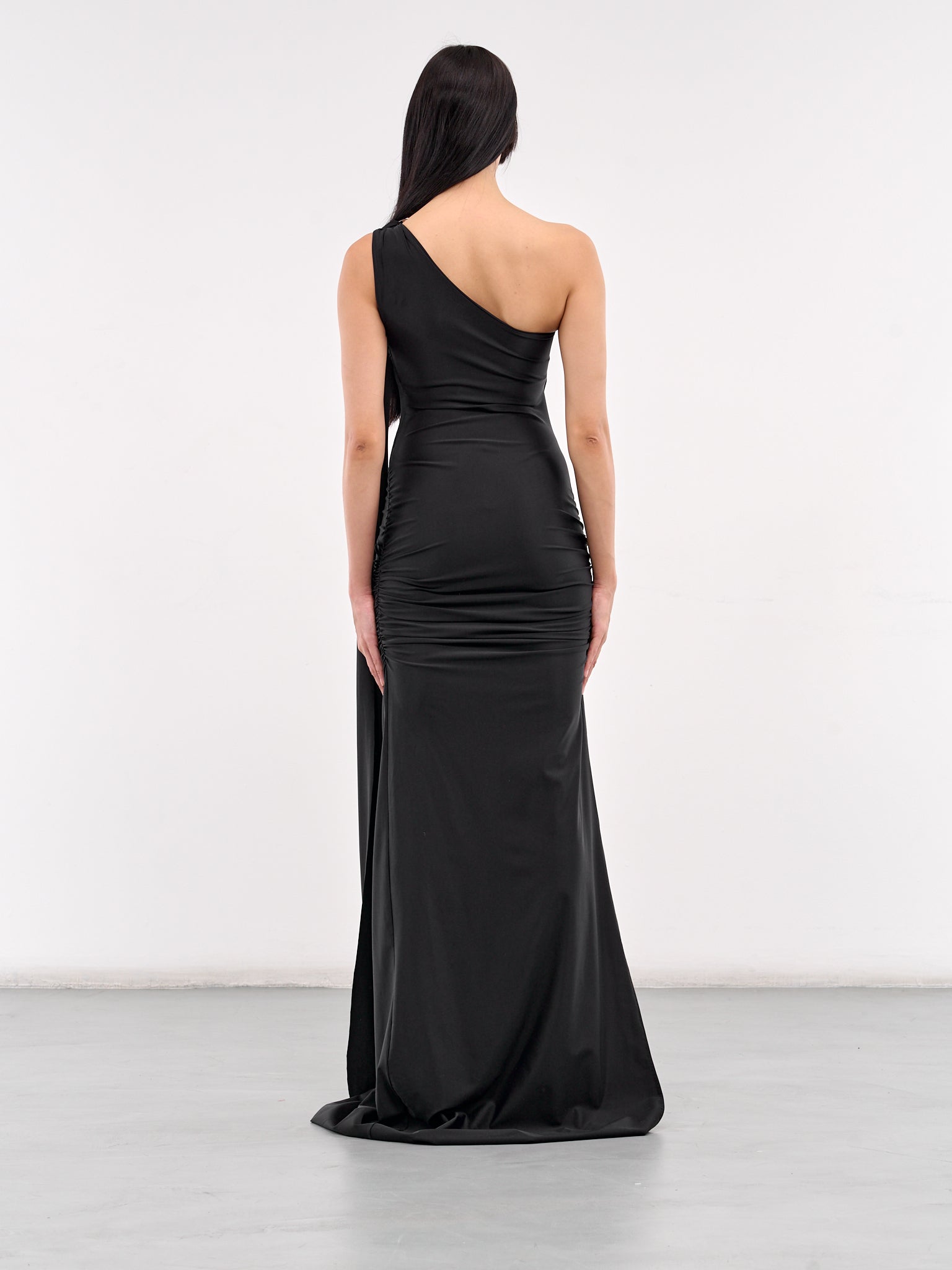 Draped Buckle Long Dress (DR06-BS-BLACK)