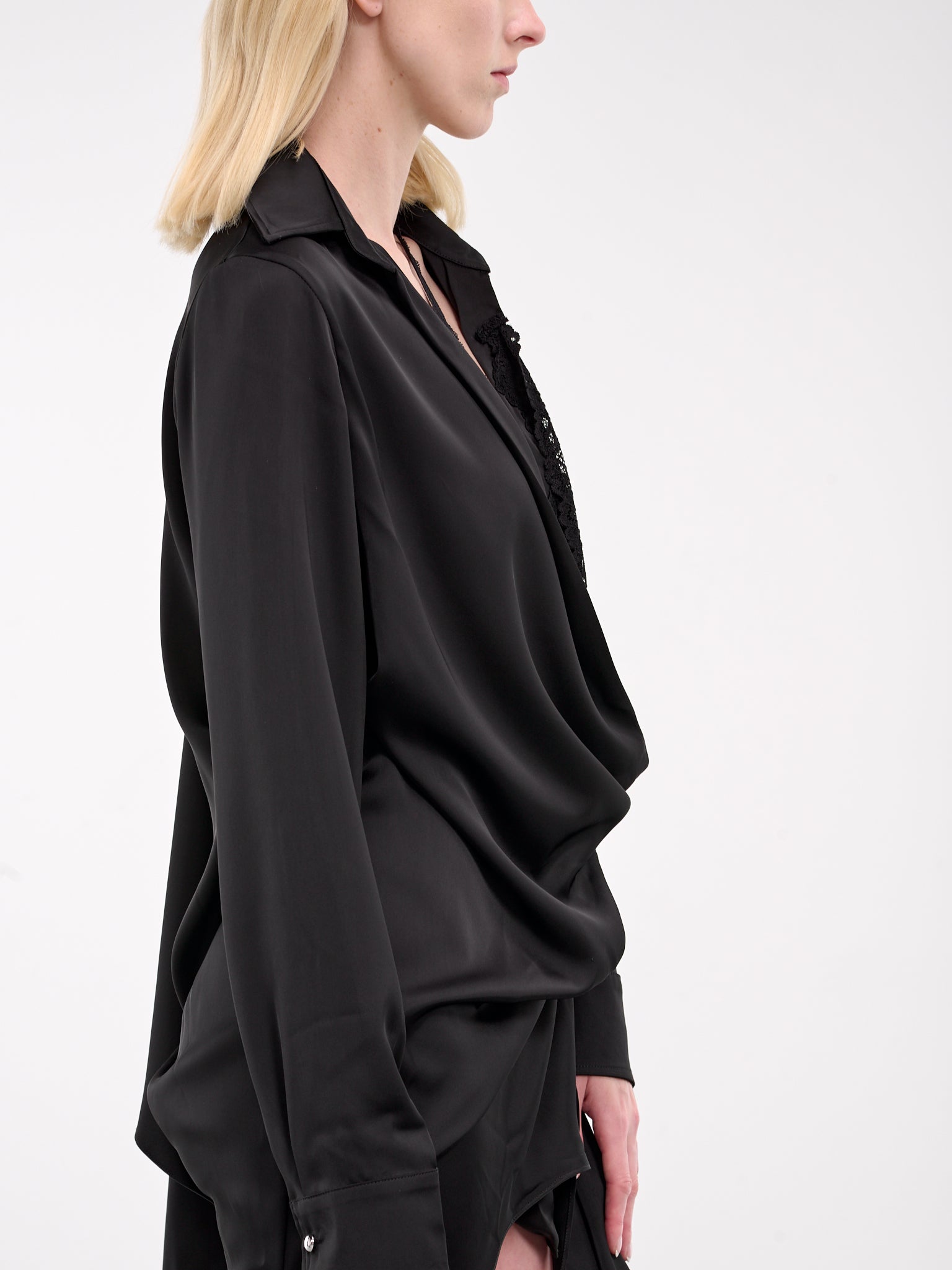 Draped Shirt Wrap Dress (DR068A-BLACK)