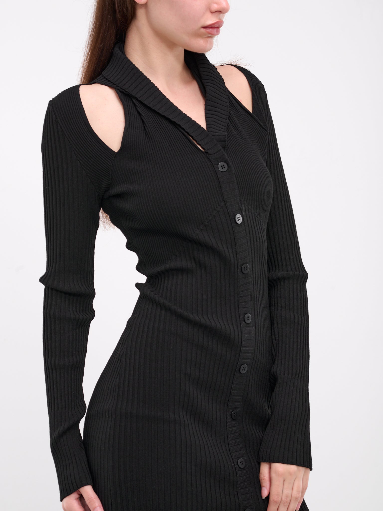 Rib-Knit Mini Dress (DR098894730473-BLACK)