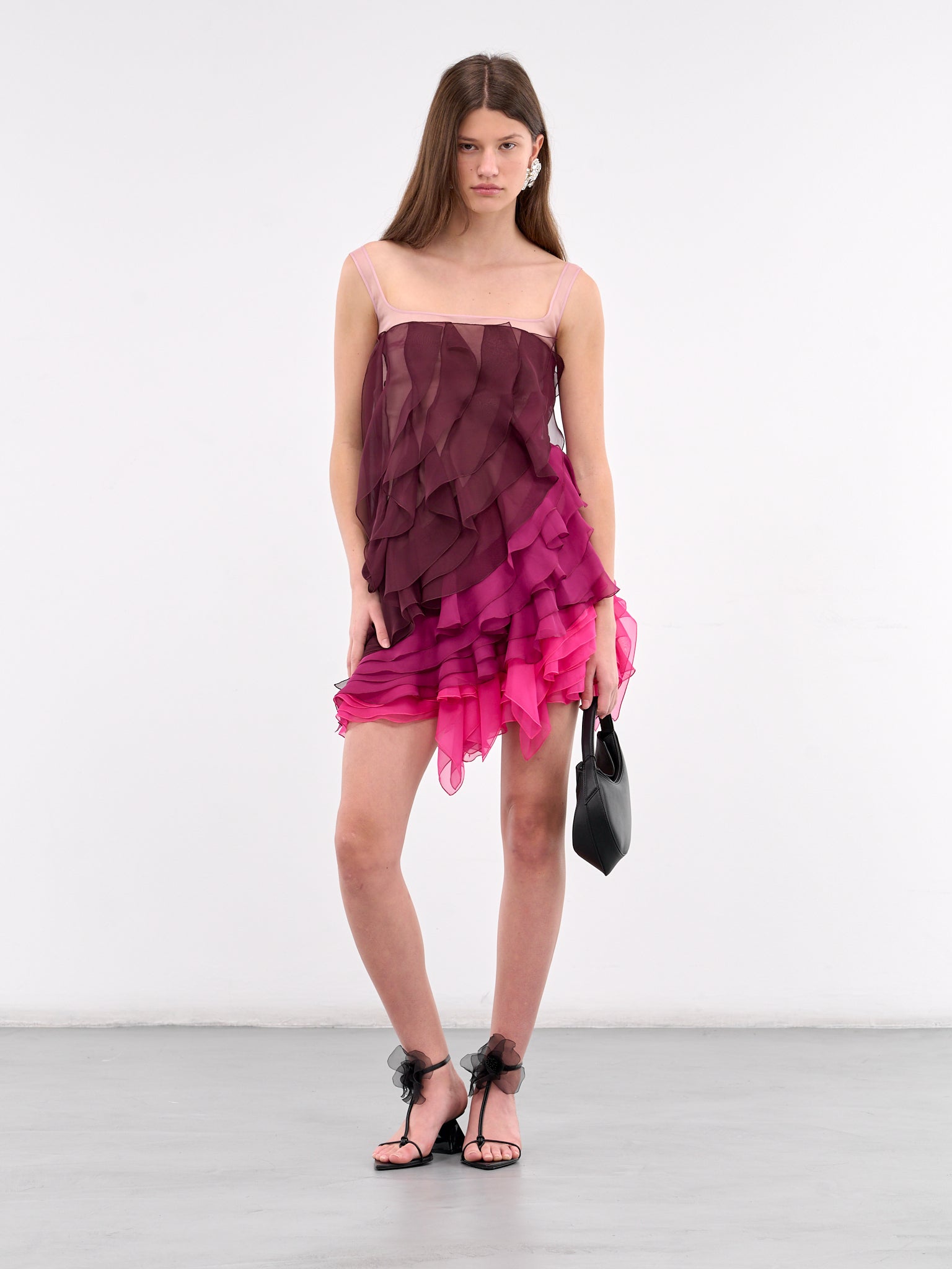 Layered Flare Mini Dress (DR237-AUBERGINE-FUCHSIA)