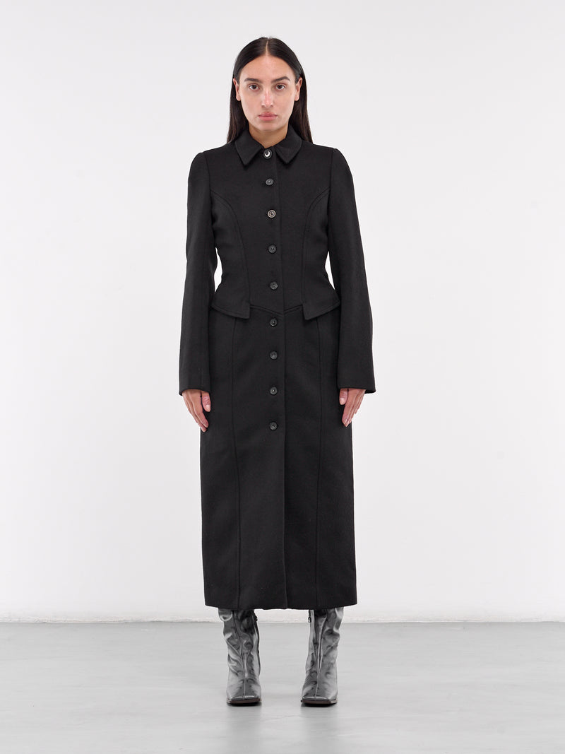 Brushed Wool Fitted Coat (WCO021A-RWOV0027-BLACK)