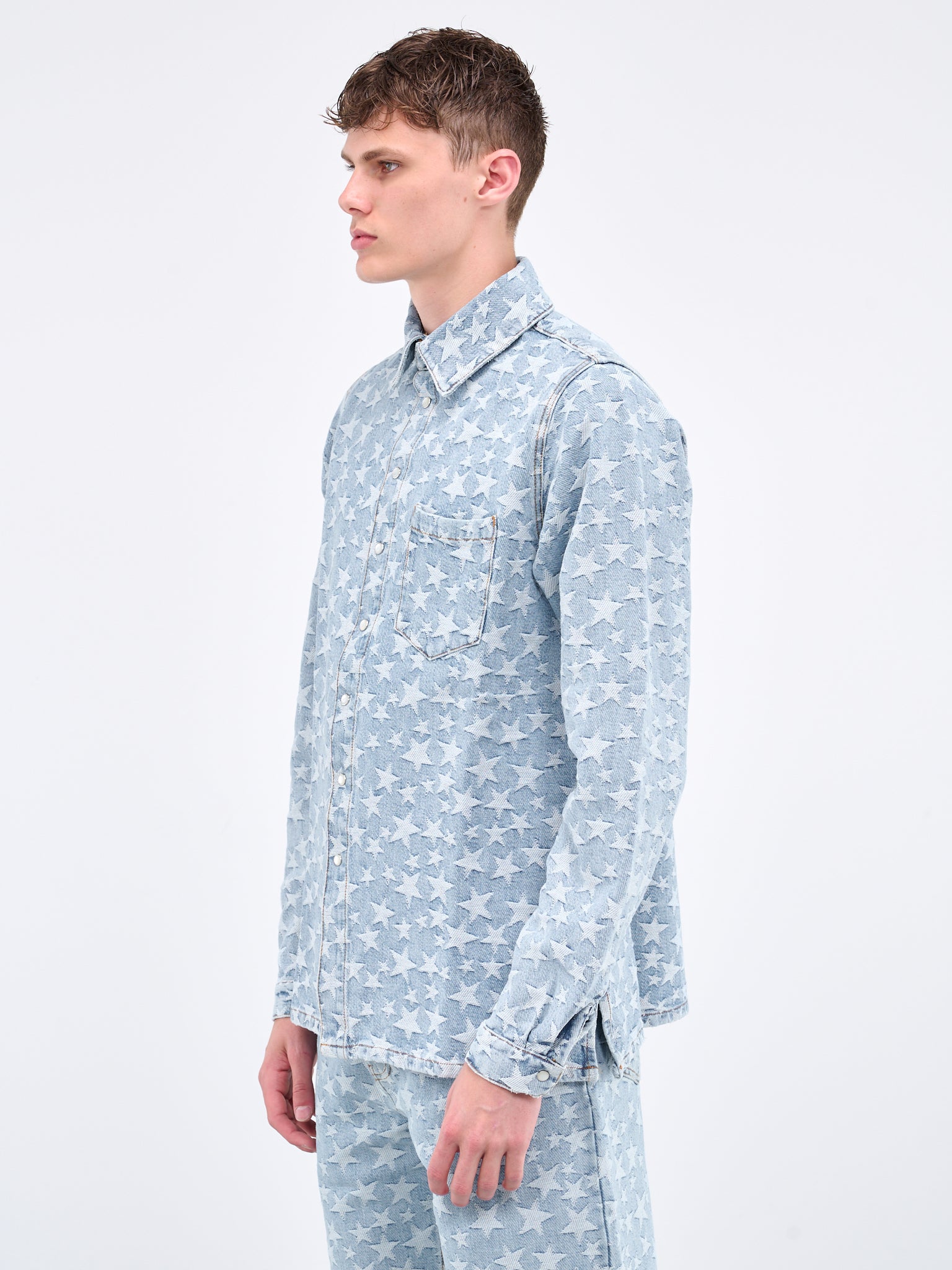 Moschino Blue Jacquard Denim Shirt