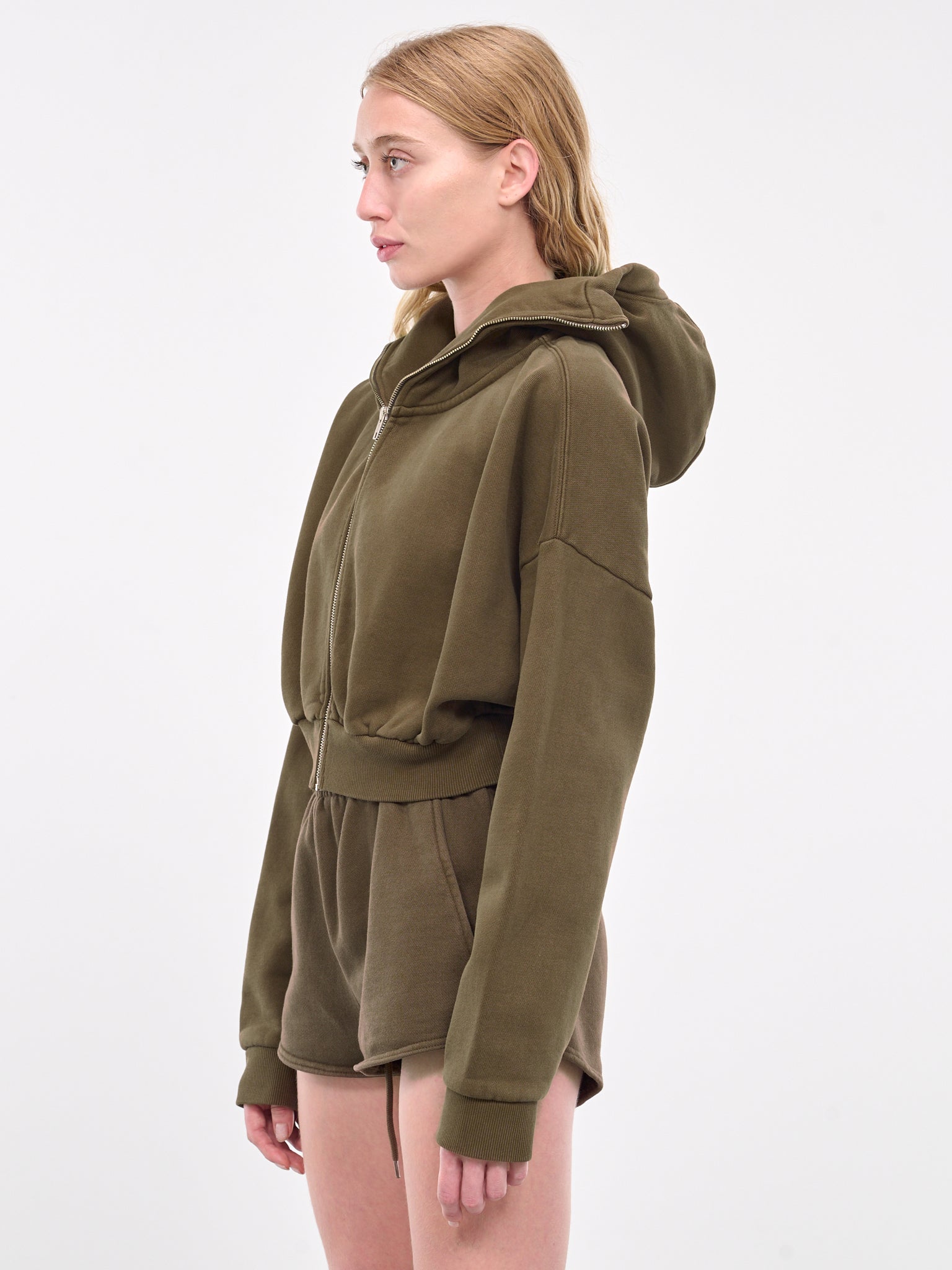 Cropped Zip-Up Hoodie (ES2156BT-BRUNETTE)