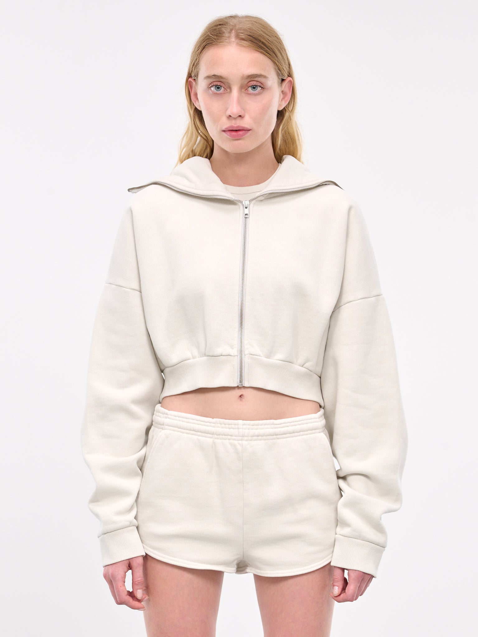 Cropped Zip-Up Hoodie (ES2156RI-RICE)