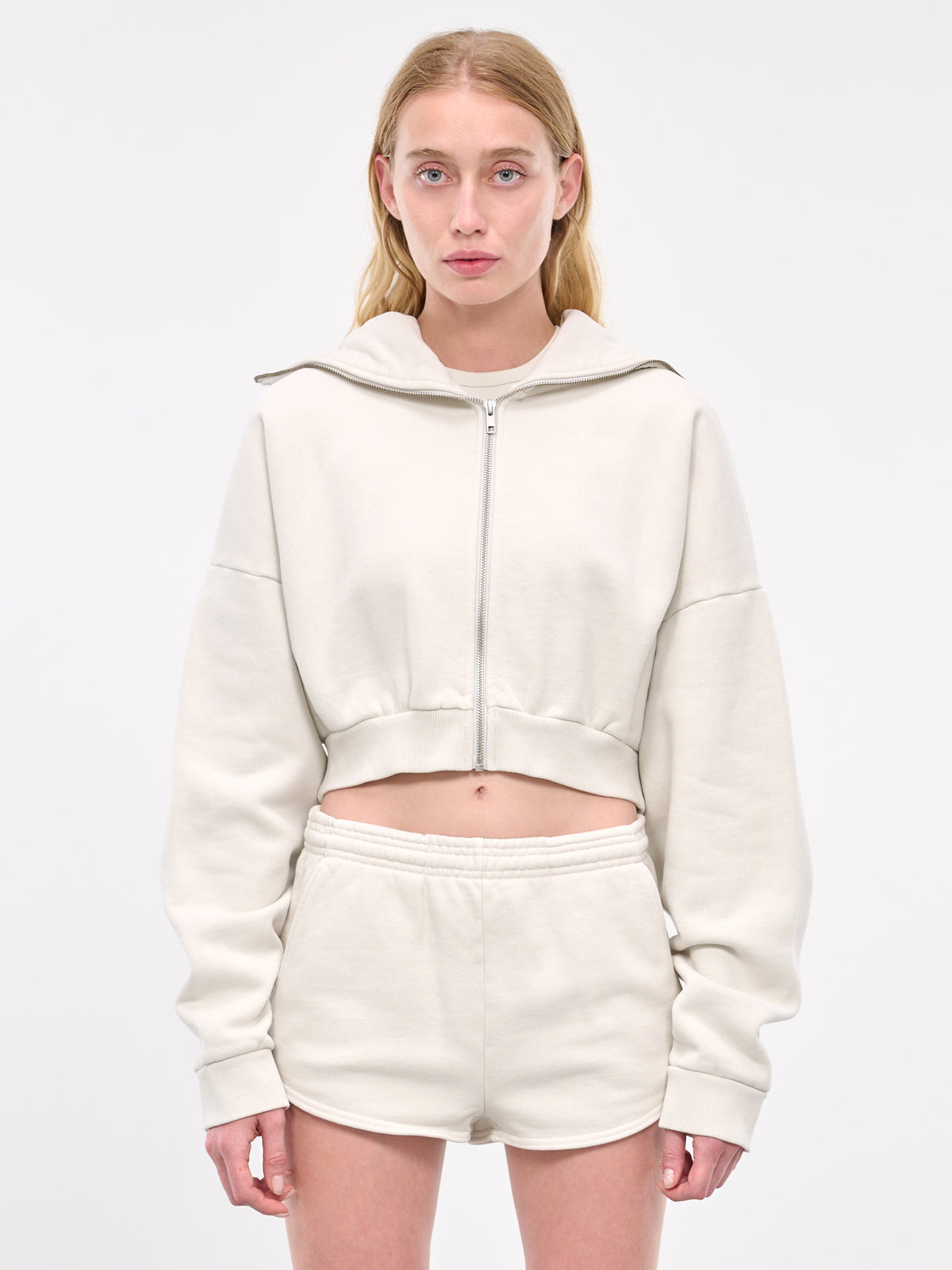 Cropped Zip-Up Hoodie (ES2156RI-RICE)