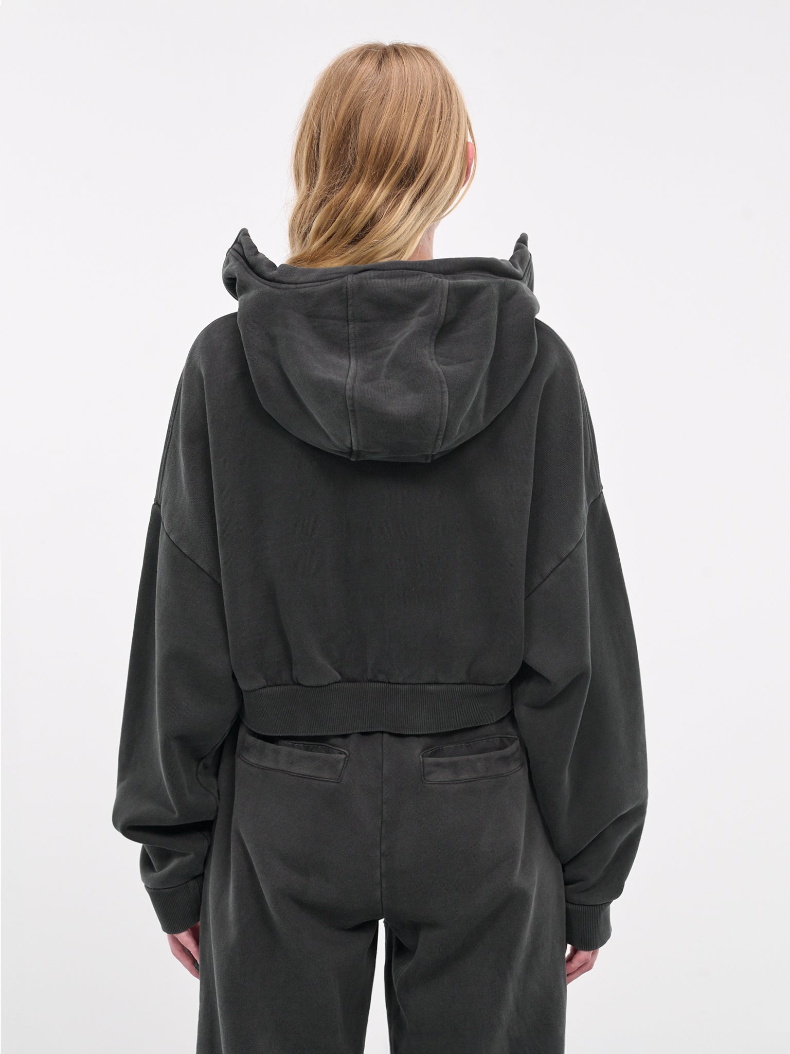 Cropped Zip-Up Hoodie (ES2156WB-WASHED-BLACK)