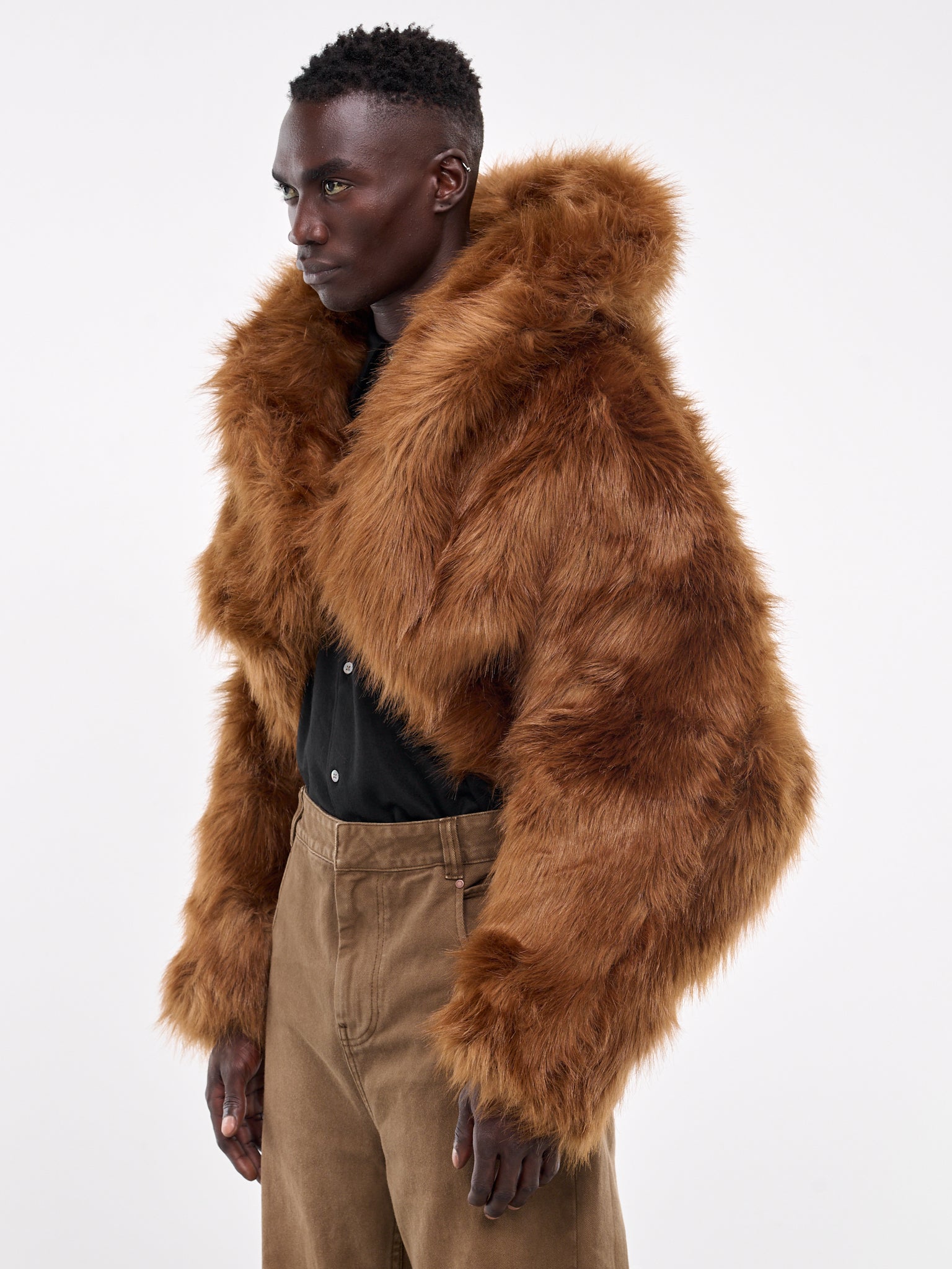 Cropped fur hood jacket hotsell