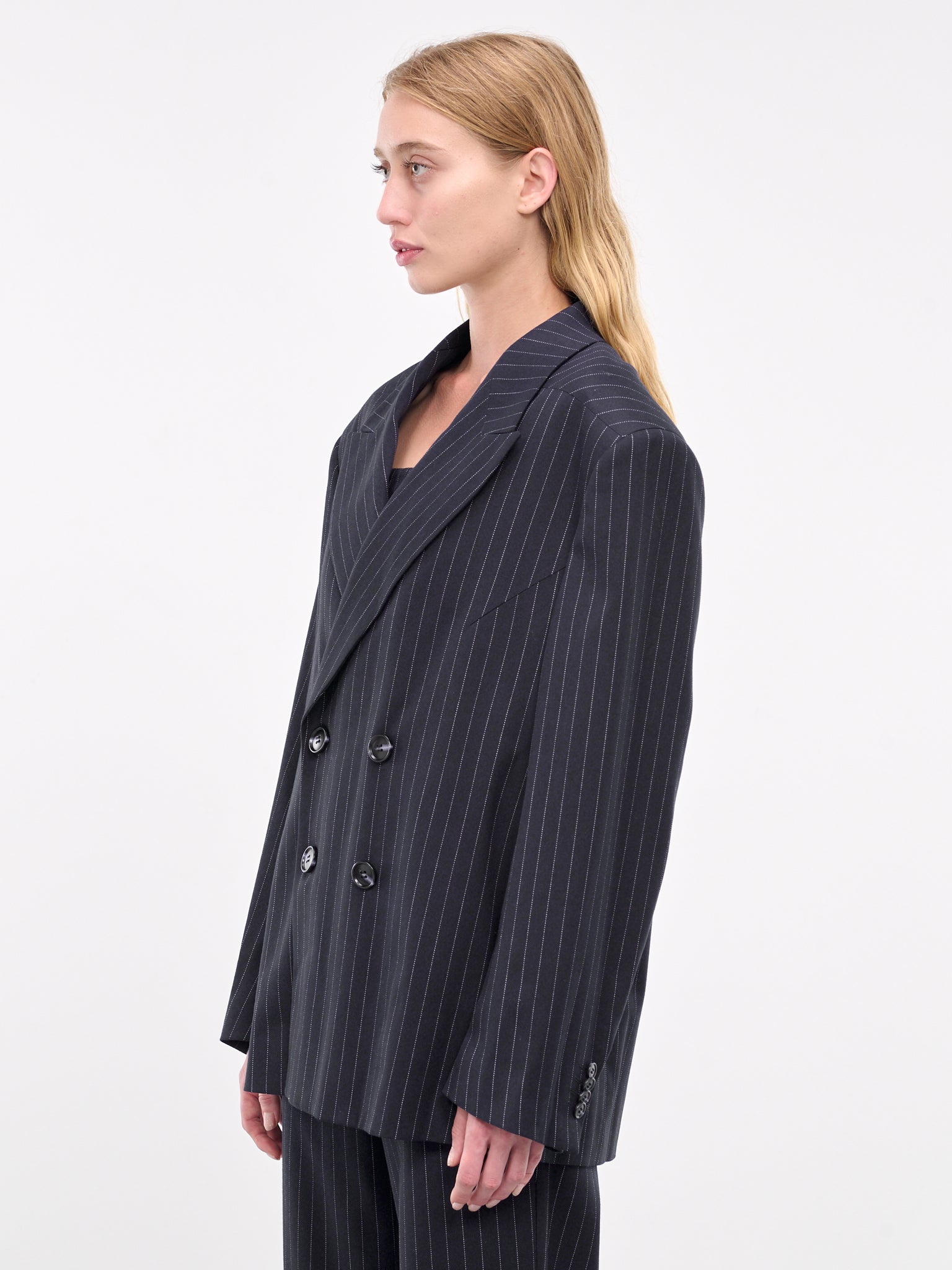 Oversized Double-Breasted Blazer (ES2438NP-NAVY-PINSTRIPE)