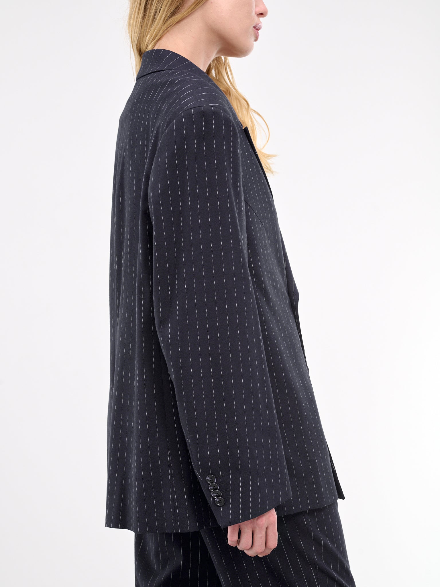 Oversized Double-Breasted Blazer (ES2438NP-NAVY-PINSTRIPE)