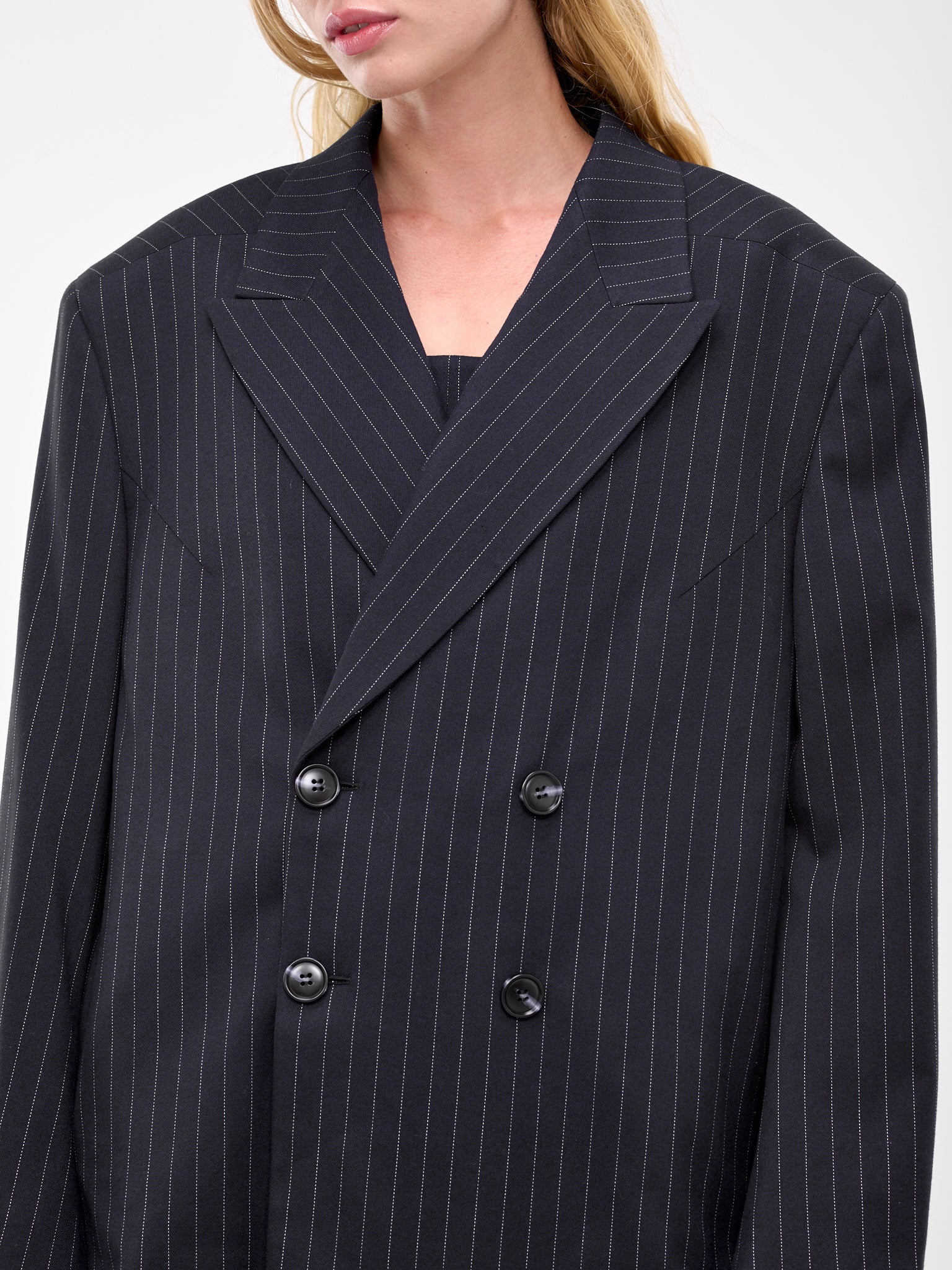 Oversized Double-Breasted Blazer (ES2438NP-NAVY-PINSTRIPE)