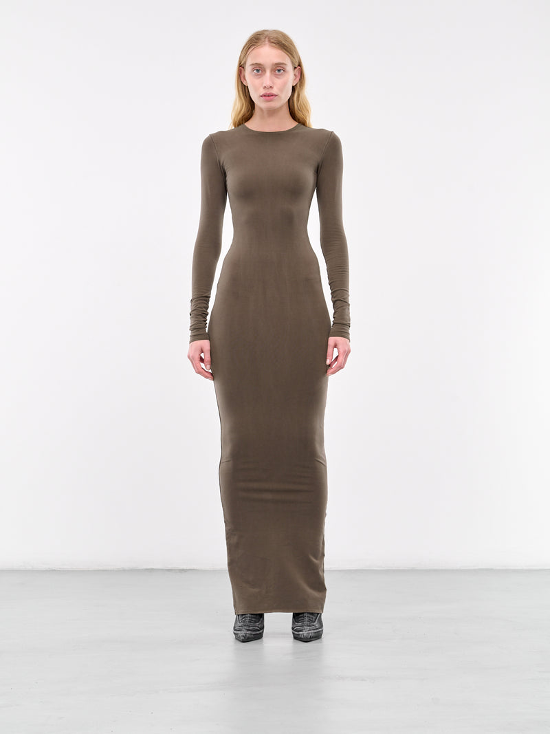 Long Sleeve Maxi Dress (ES2501BT-BRUNETTE)