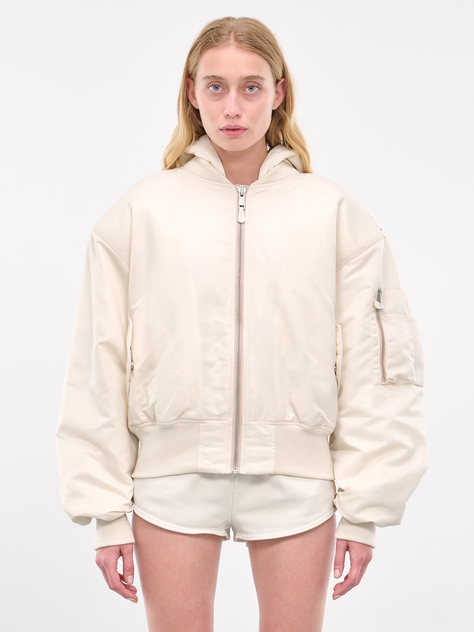 Hooded Broad Bomber Jacket (ES2539IV-IVORY)