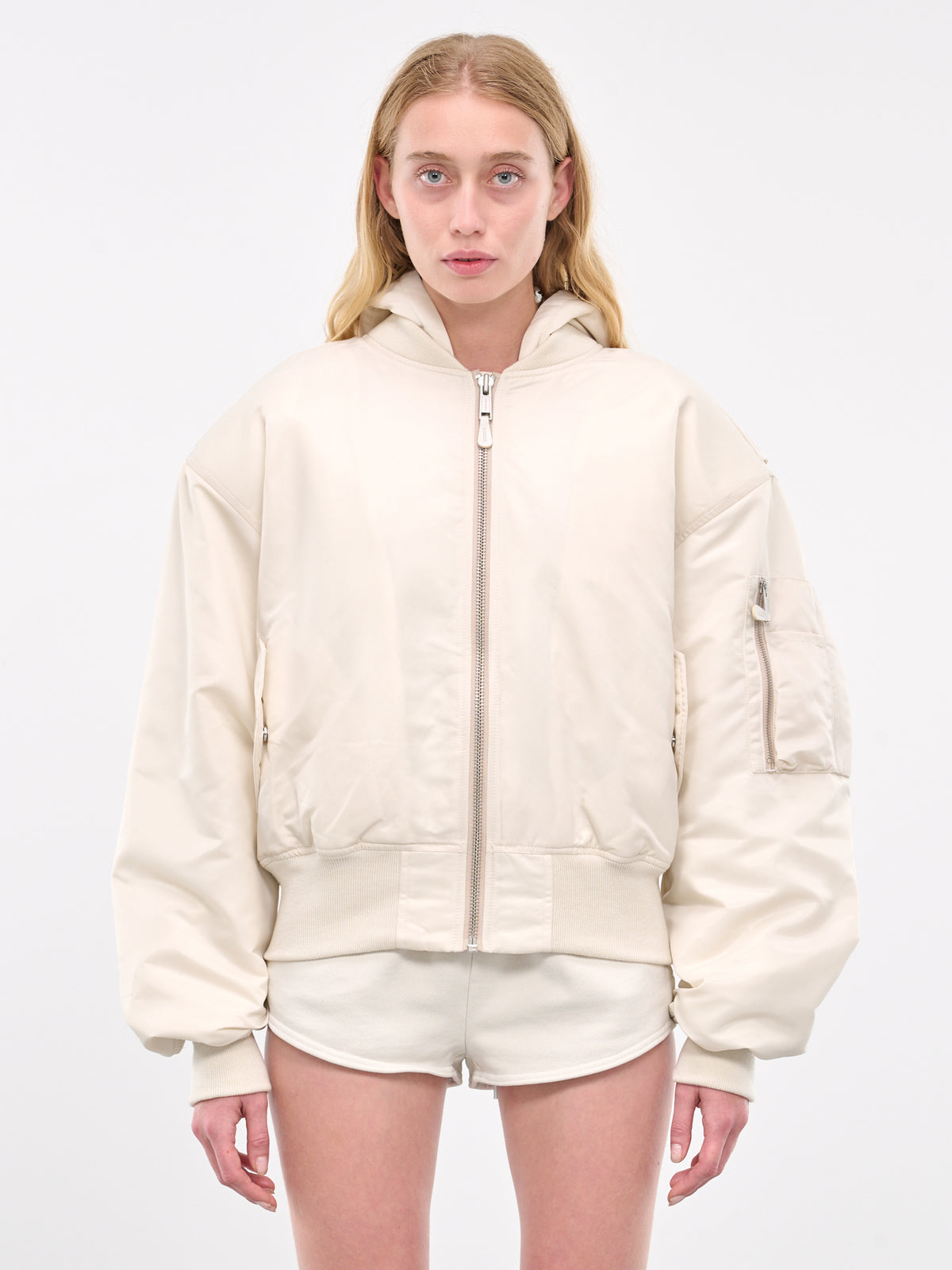 Hooded Broad Bomber Jacket (ES2539IV-IVORY)