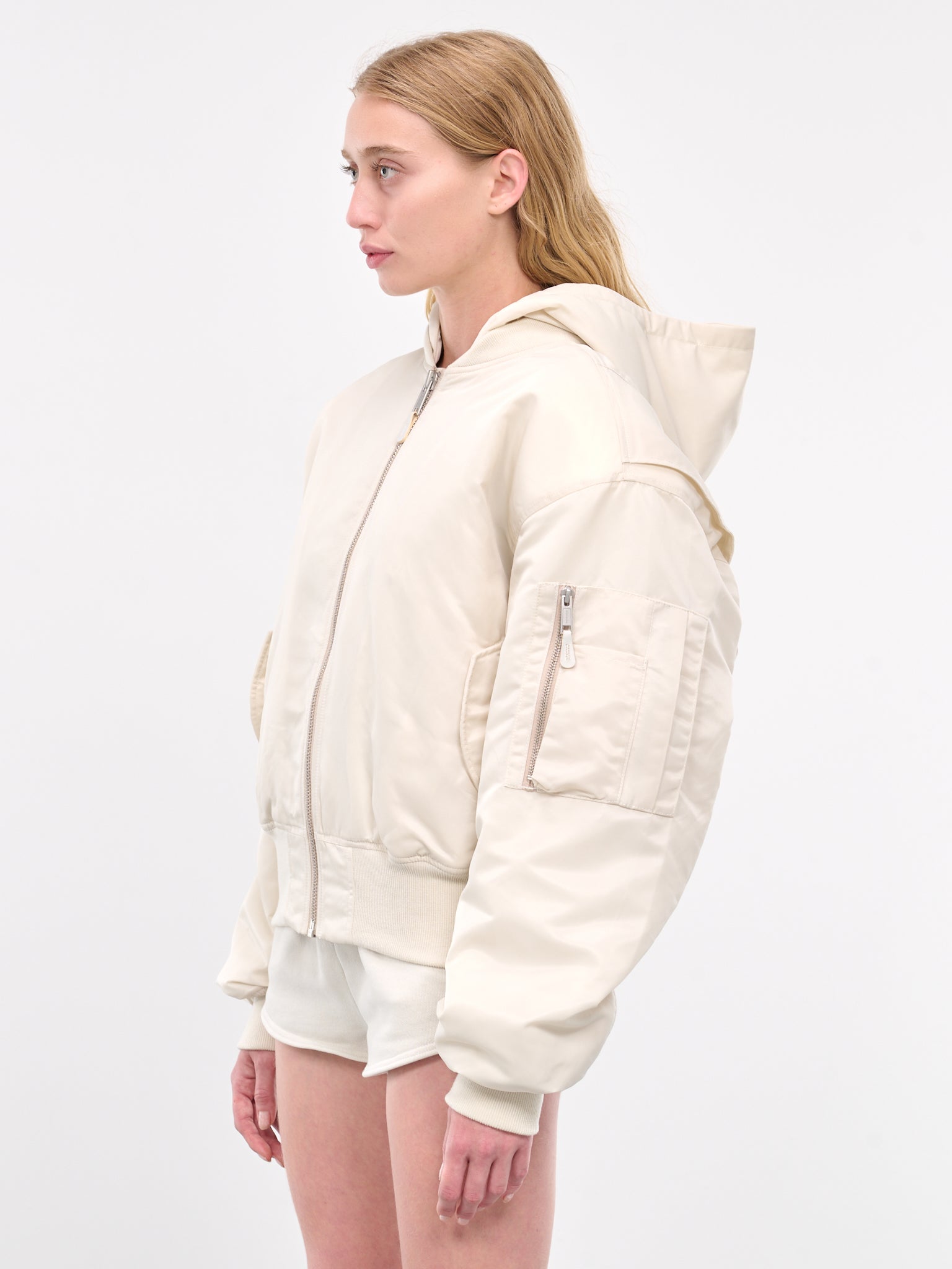 Hooded Broad Bomber Jacket (ES2539IV-IVORY)