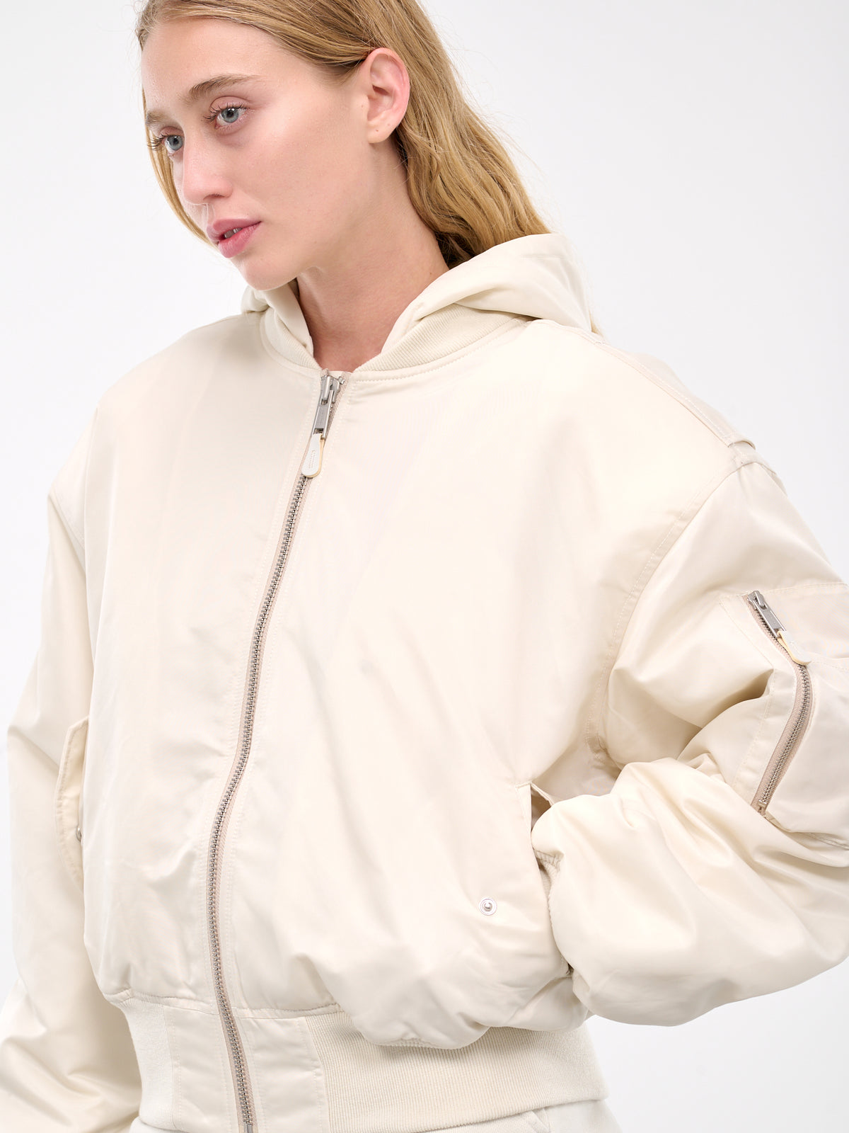 Hooded Broad Bomber Jacket (ES2539IV-IVORY)