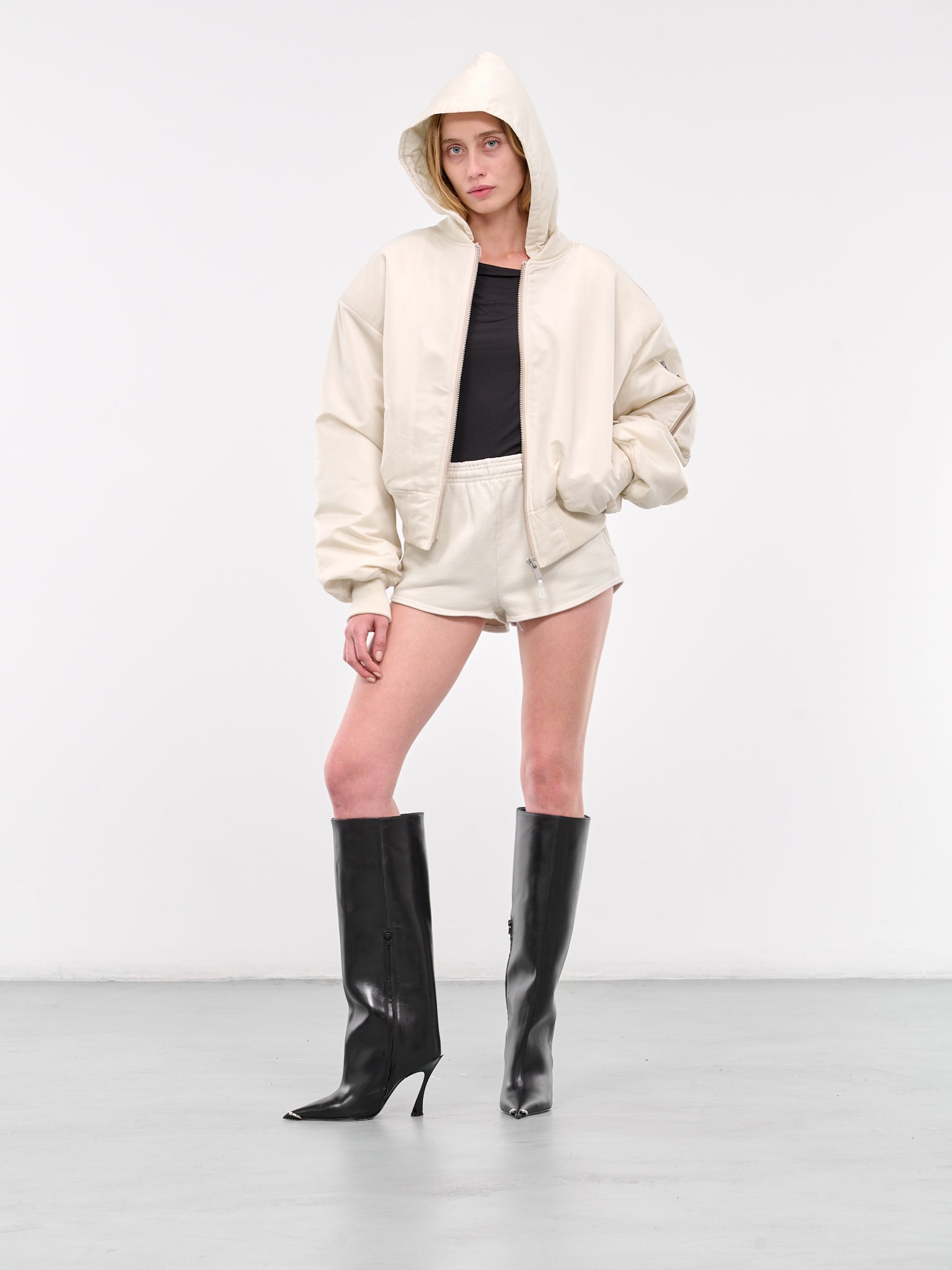 Hooded Broad Bomber Jacket (ES2539IV-IVORY)