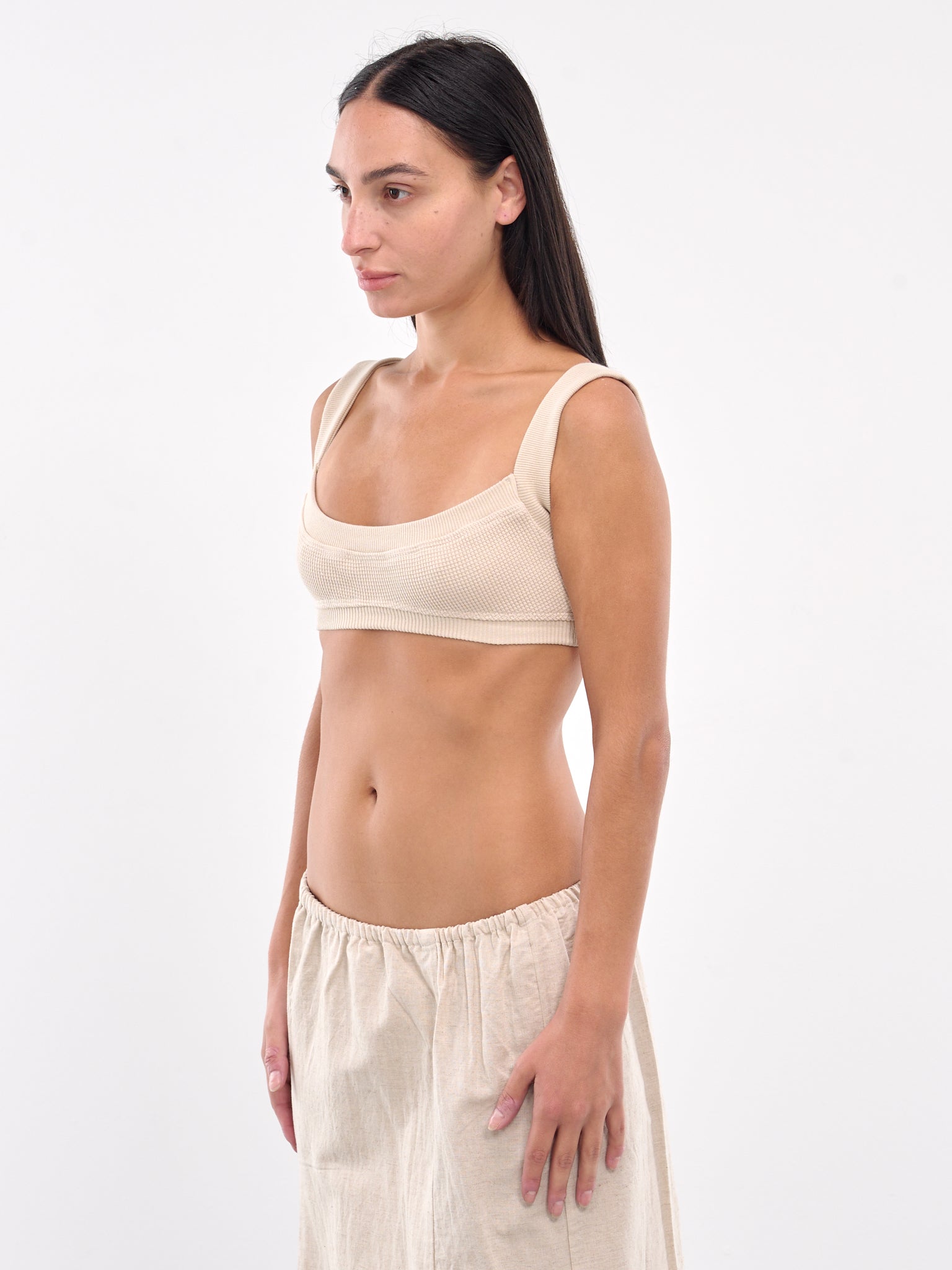 Waffle Knit Bralette (EV007YR004-MUSLIN)