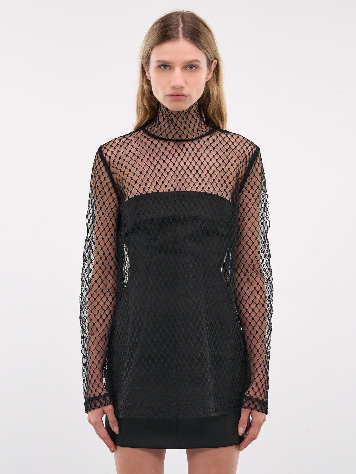 Mesh Blouse (F7AI7T-HLM83-N0000-BLACK)