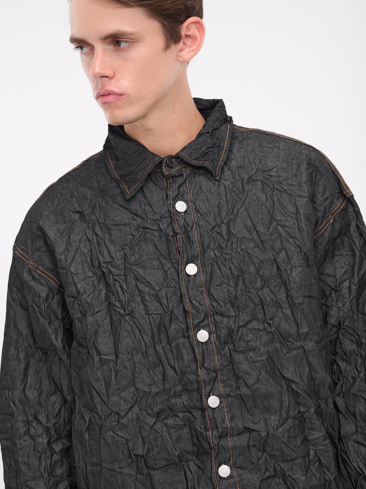 Acne Studios - Crinkled padded denim jacket - Indigo blue