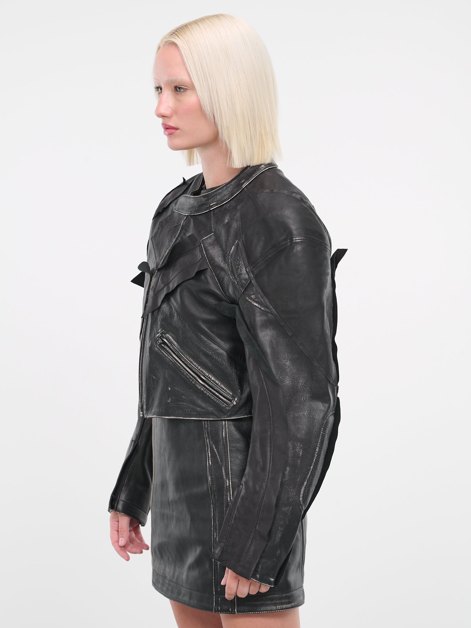 Patchwork Leather Biker Jacket - Ready to Wear