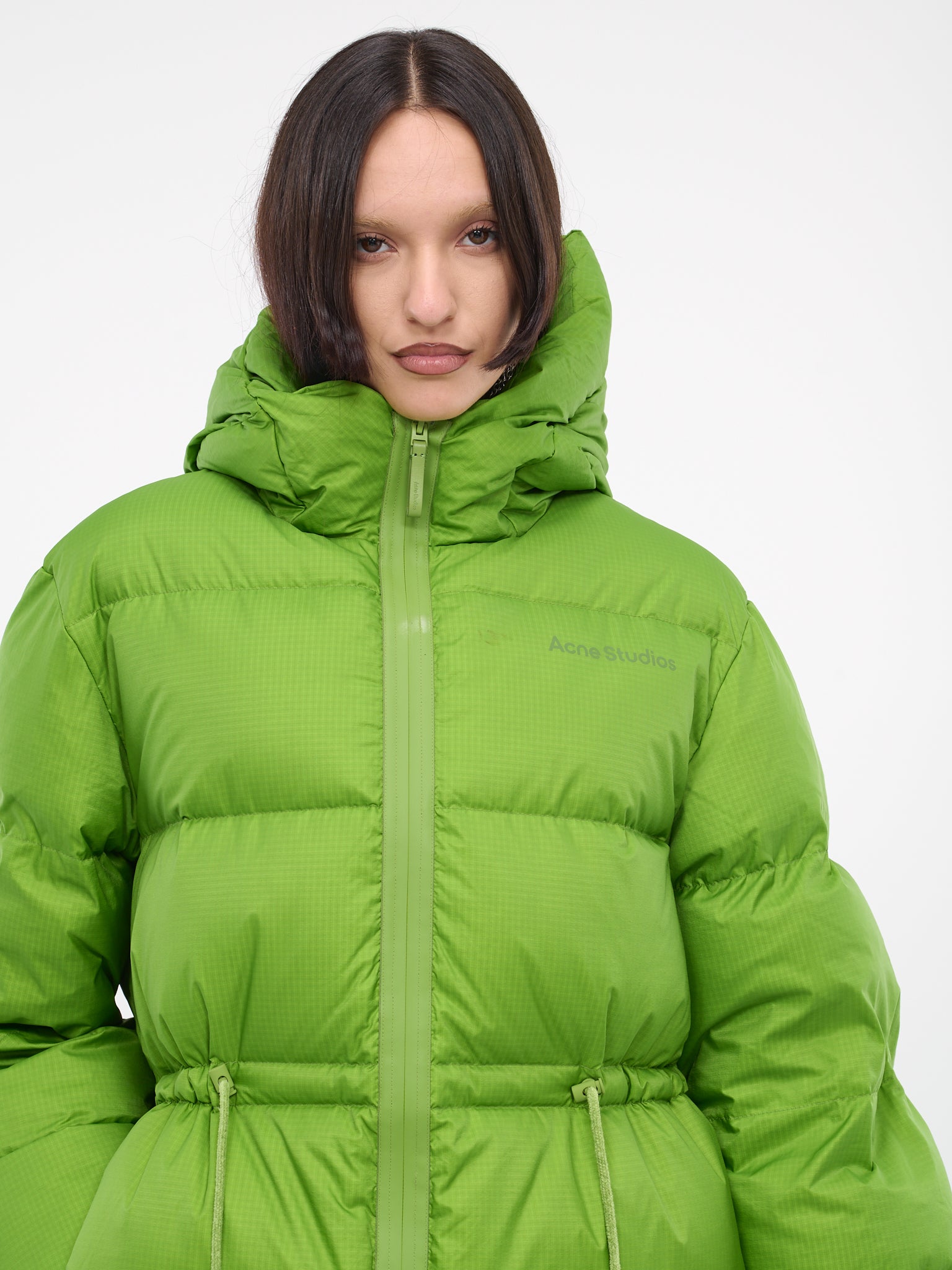 Closed hooded puffer coat - Green