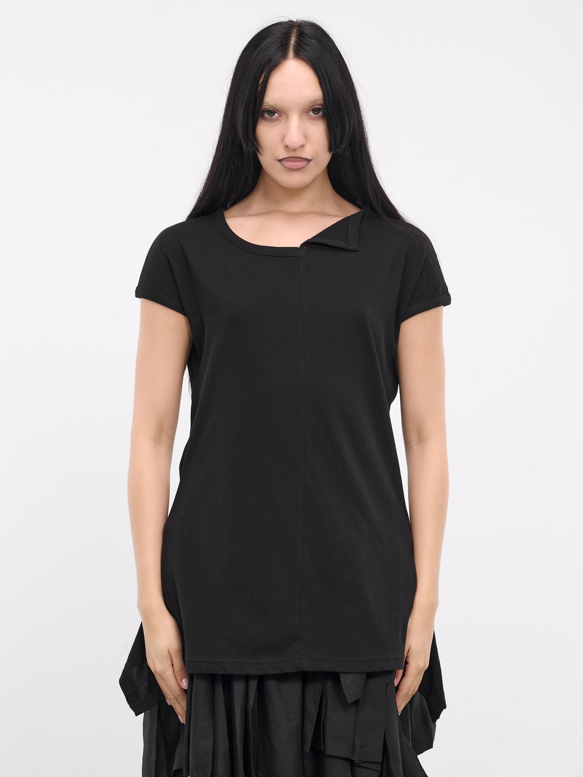 Paneled Flare Short Sleeve Top (FS-T37-077-1-BLACK)