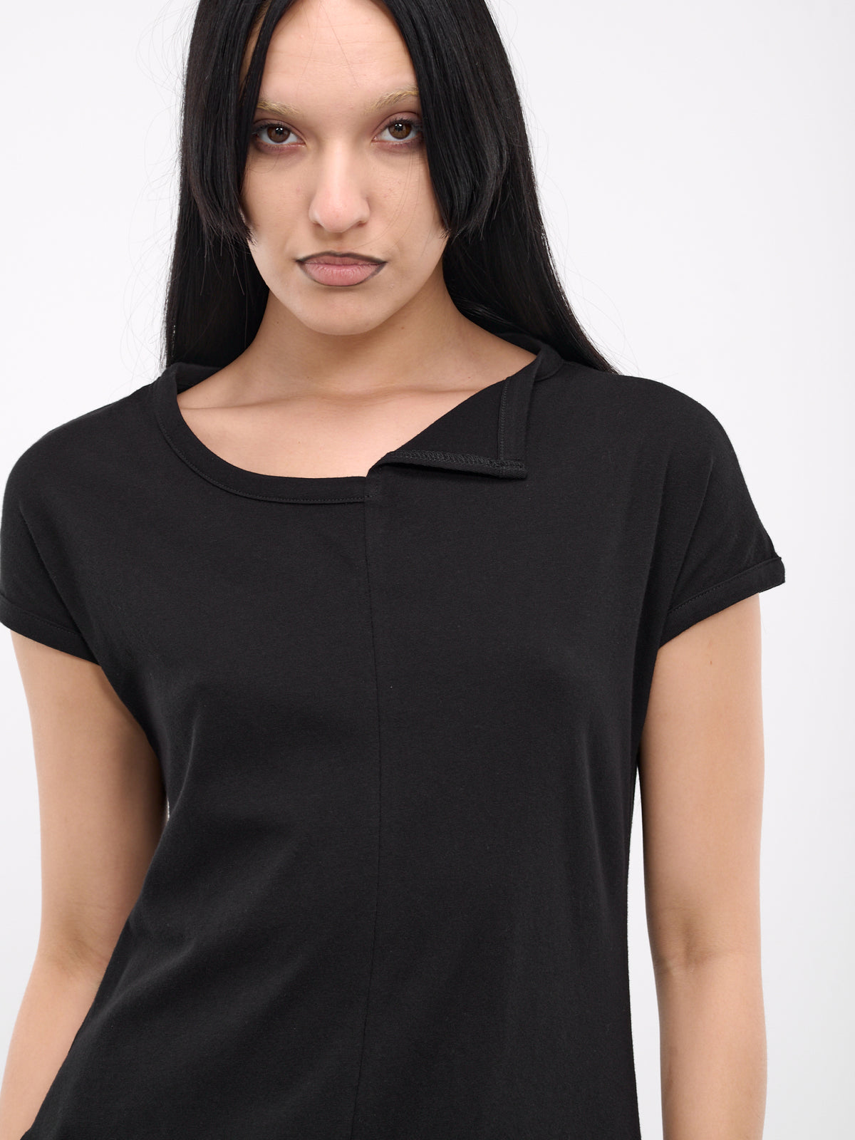 Paneled Flare Short Sleeve Top (FS-T37-077-1-BLACK)