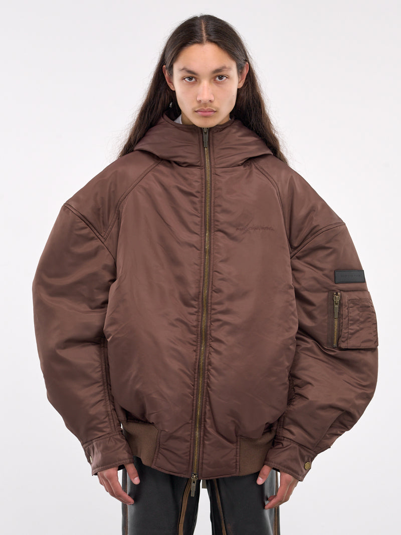 Oversized Nylon Puffer Jacket (FUF18JK22B-BROWN)