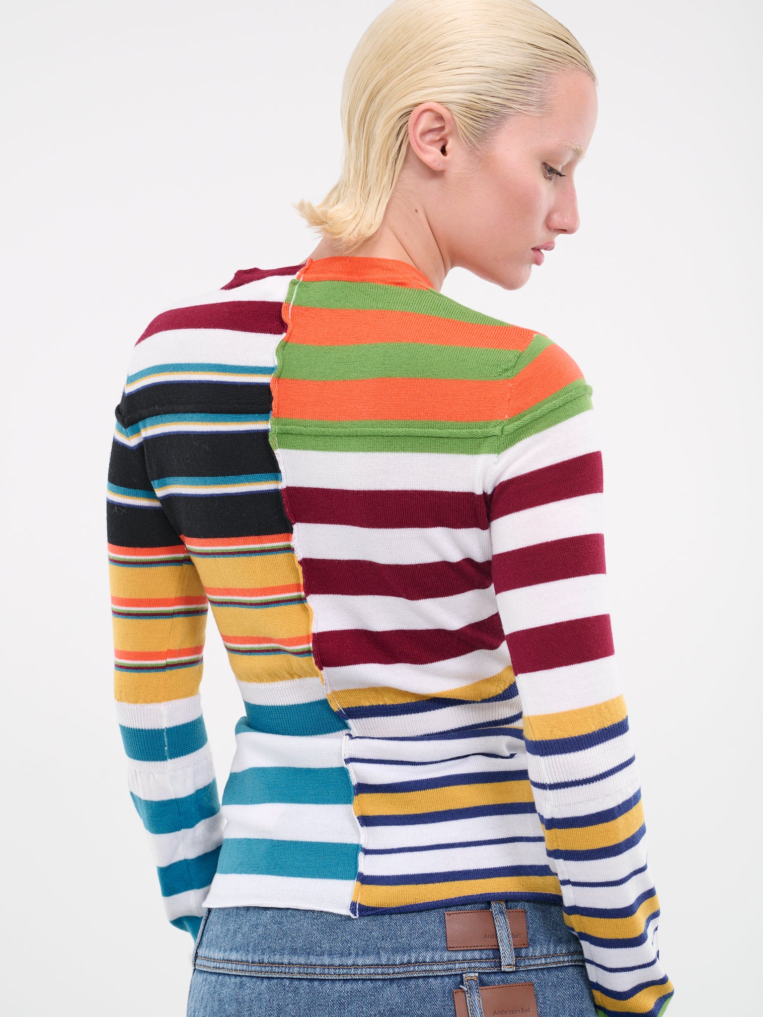  Womens Sweat Shirt : Colorful Striped Patchwork
