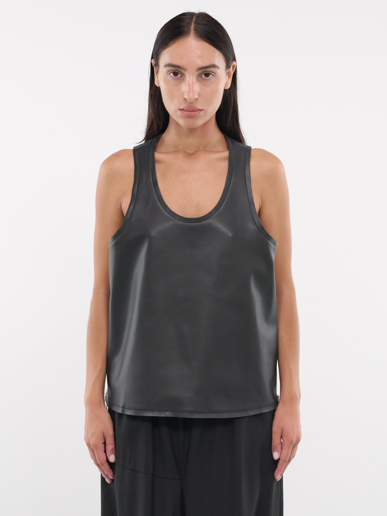 Faux Leather Tank Top (GN-B013-051-BLACK)