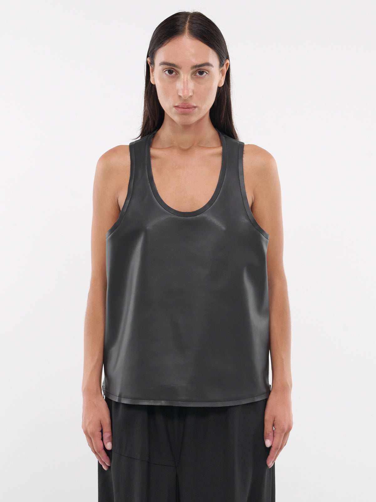 Faux Leather Tank Top (GN-B013-051-BLACK)