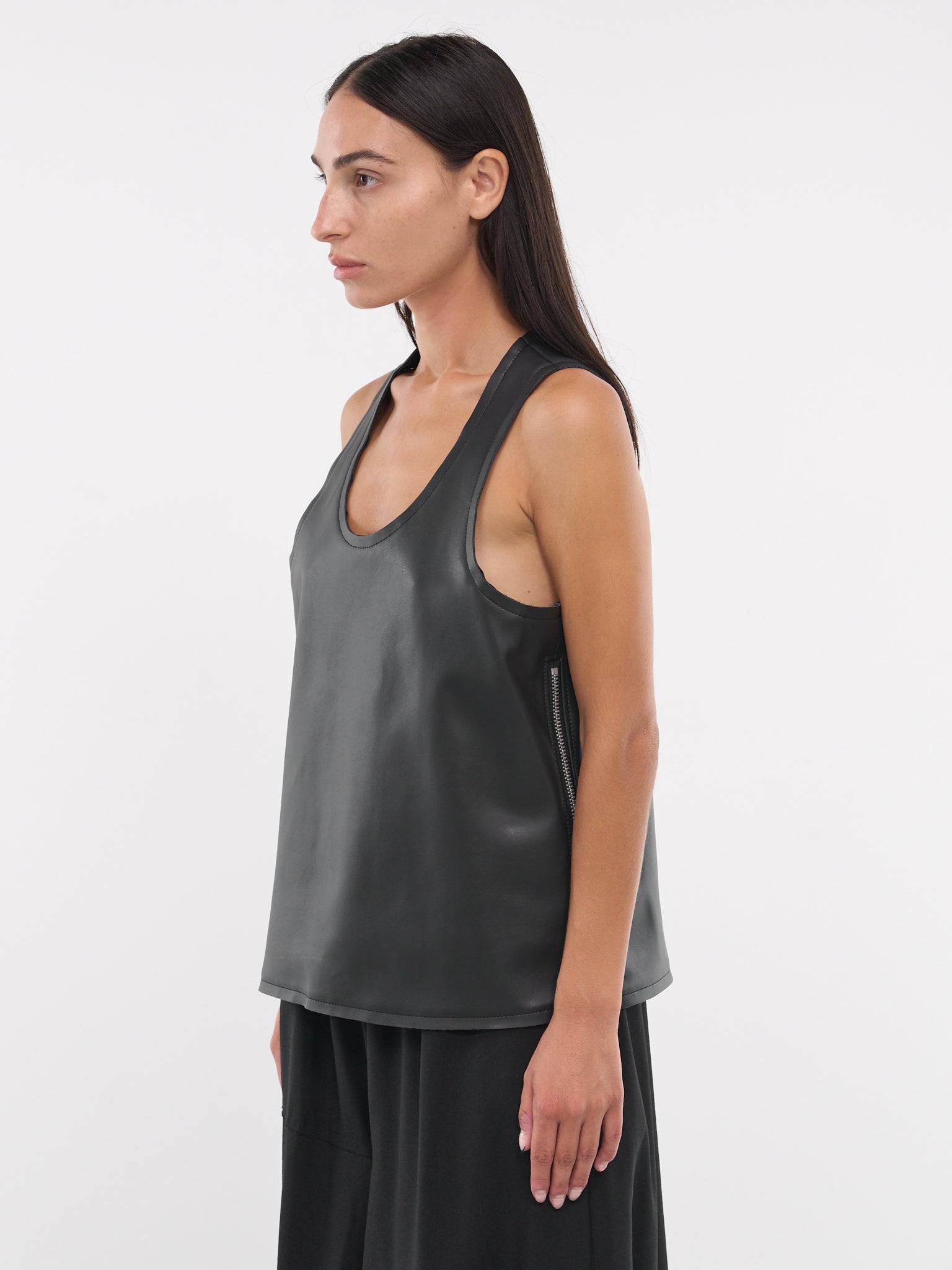 Faux Leather Tank Top (GN-B013-051-BLACK)