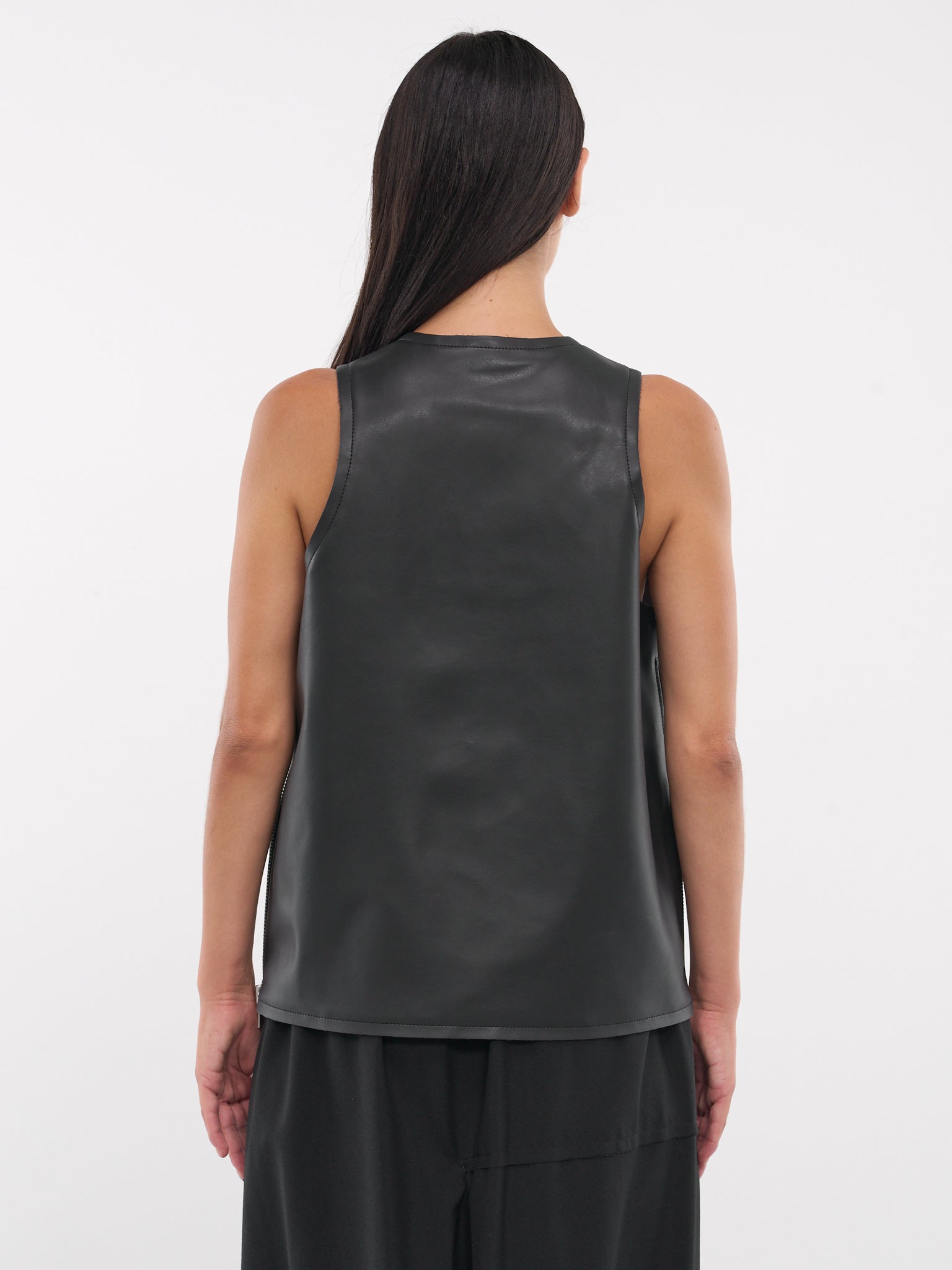 Faux Leather Tank Top (GN-B013-051-BLACK)