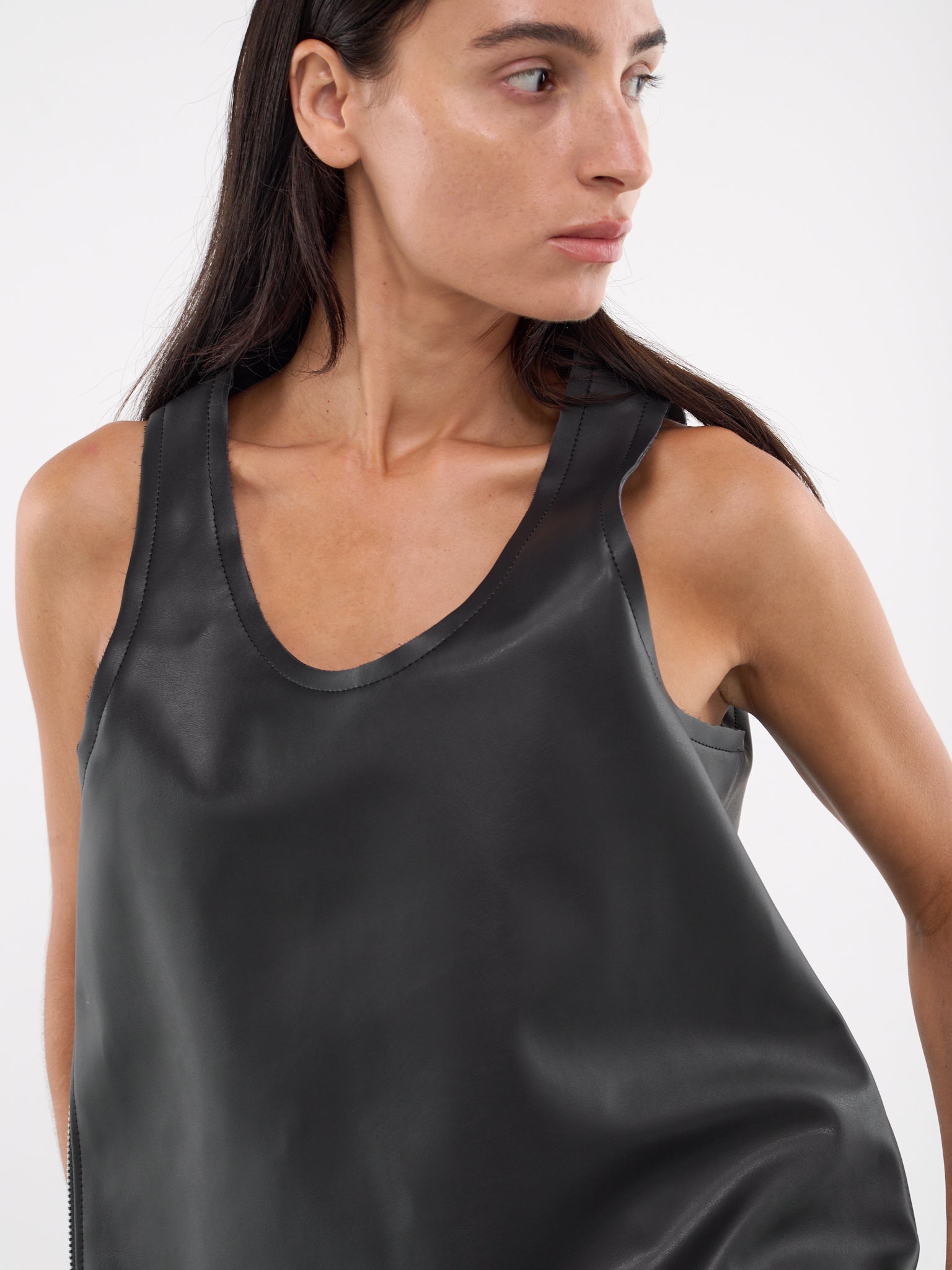 Faux Leather Tank Top (GN-B013-051-BLACK)