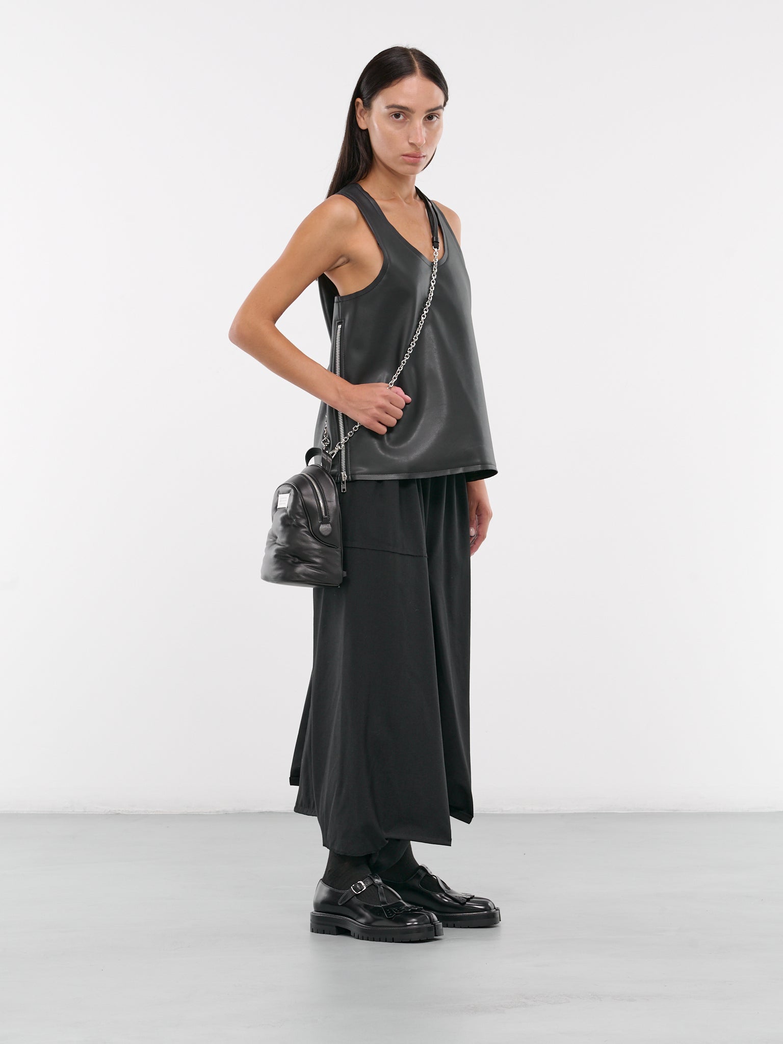 Faux Leather Tank Top (GN-B013-051-BLACK)