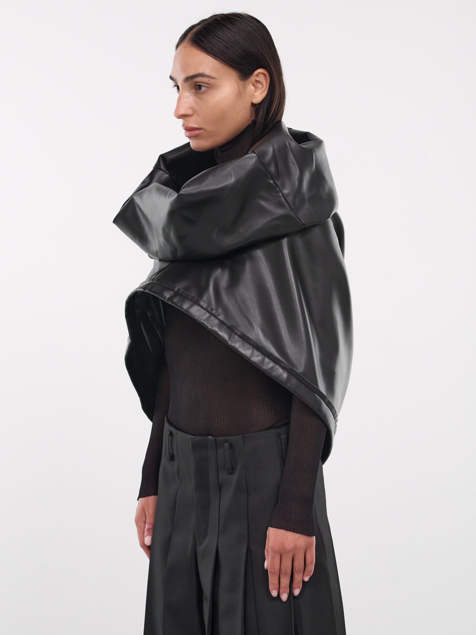 Faux Leather Shawl Cape (GN-J008-051-BLACK)