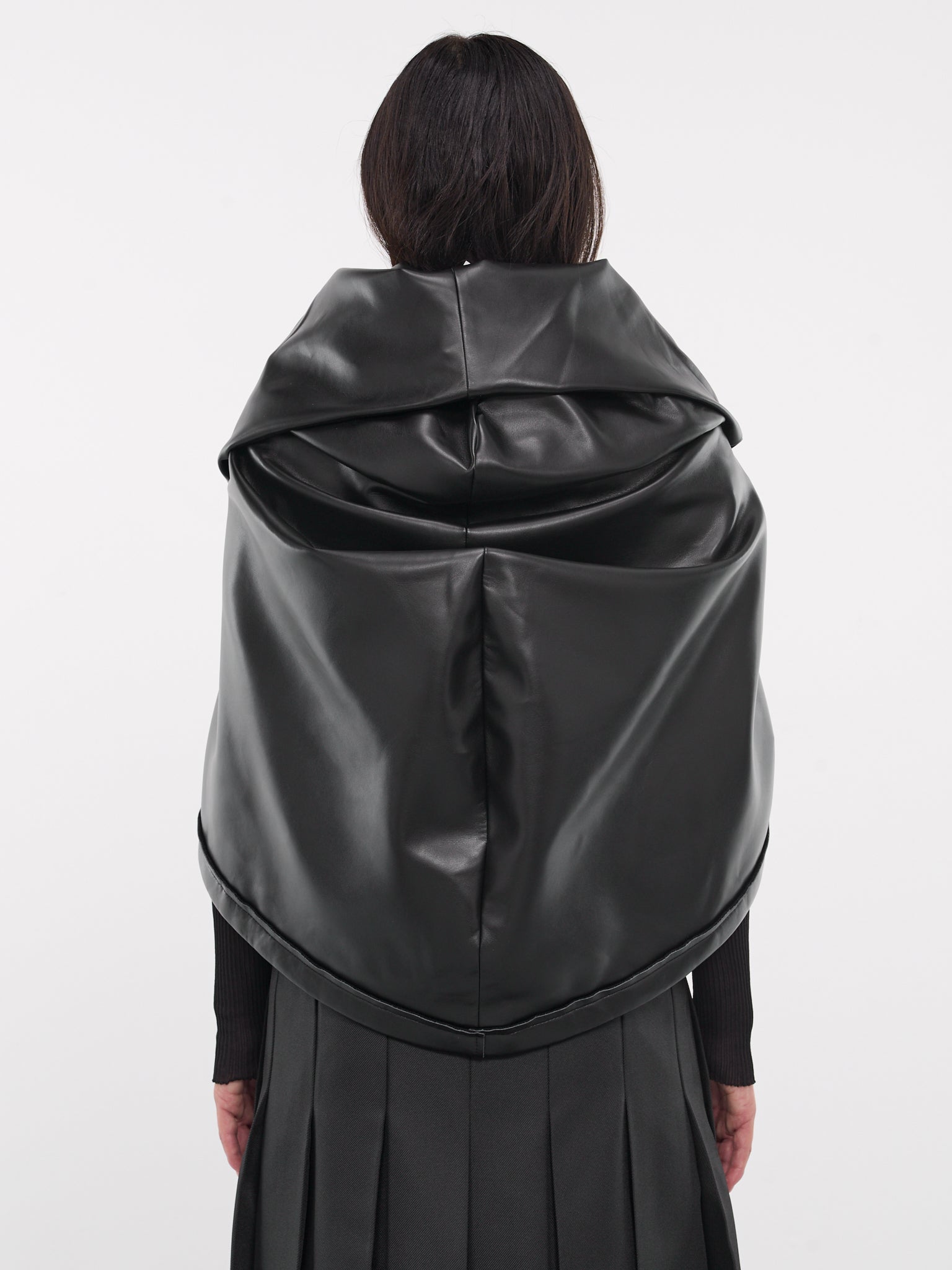 Faux Leather Shawl Cape (GN-J008-051-BLACK)