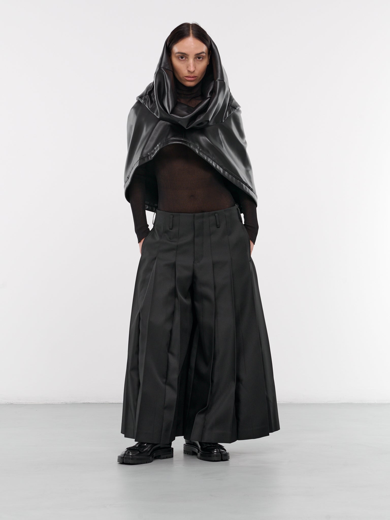 Faux Leather Shawl Cape (GN-J008-051-BLACK)