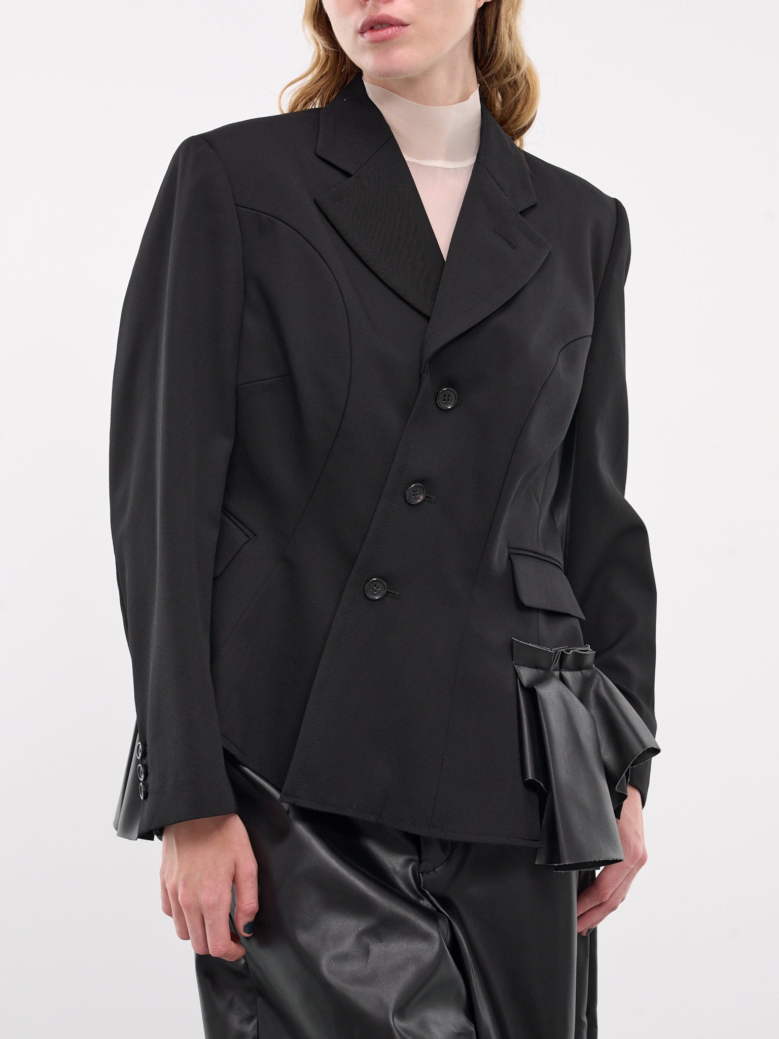 Asymmetric Paneled Blazer (GN-J010-051-BLACK)