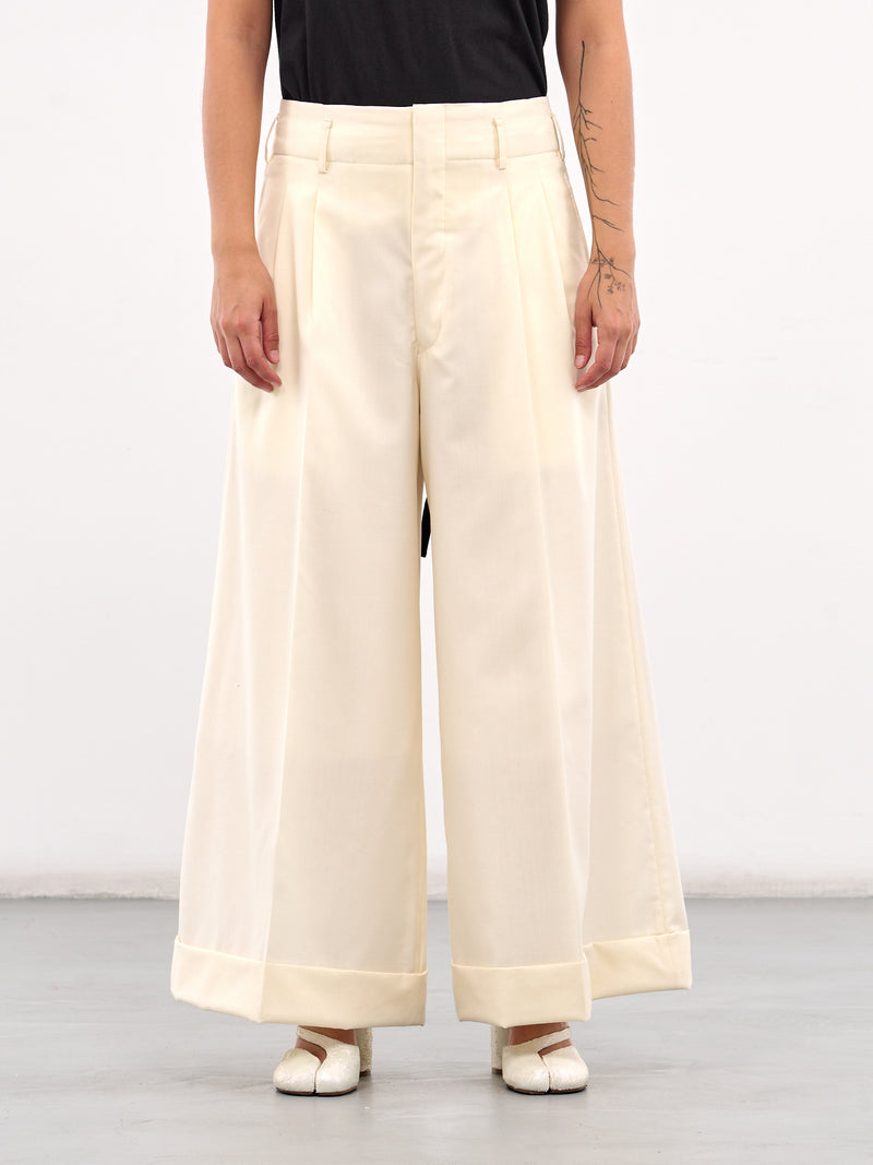 Ultra Wide Leg Trousers (GO-P006-OFF-WHITE)