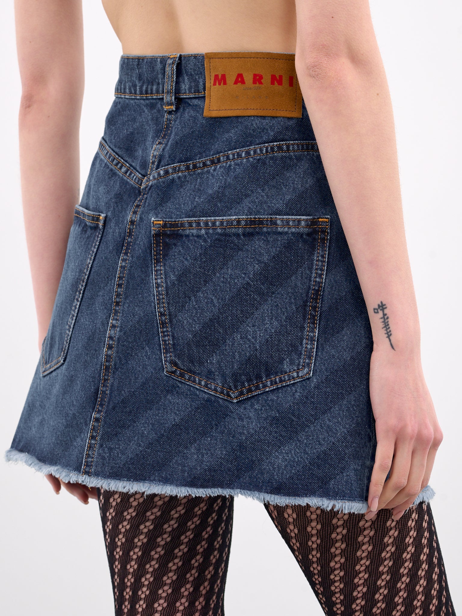 Striped Denim Mini Skirt (GOJD0457Y0-USCX36-BLUE)