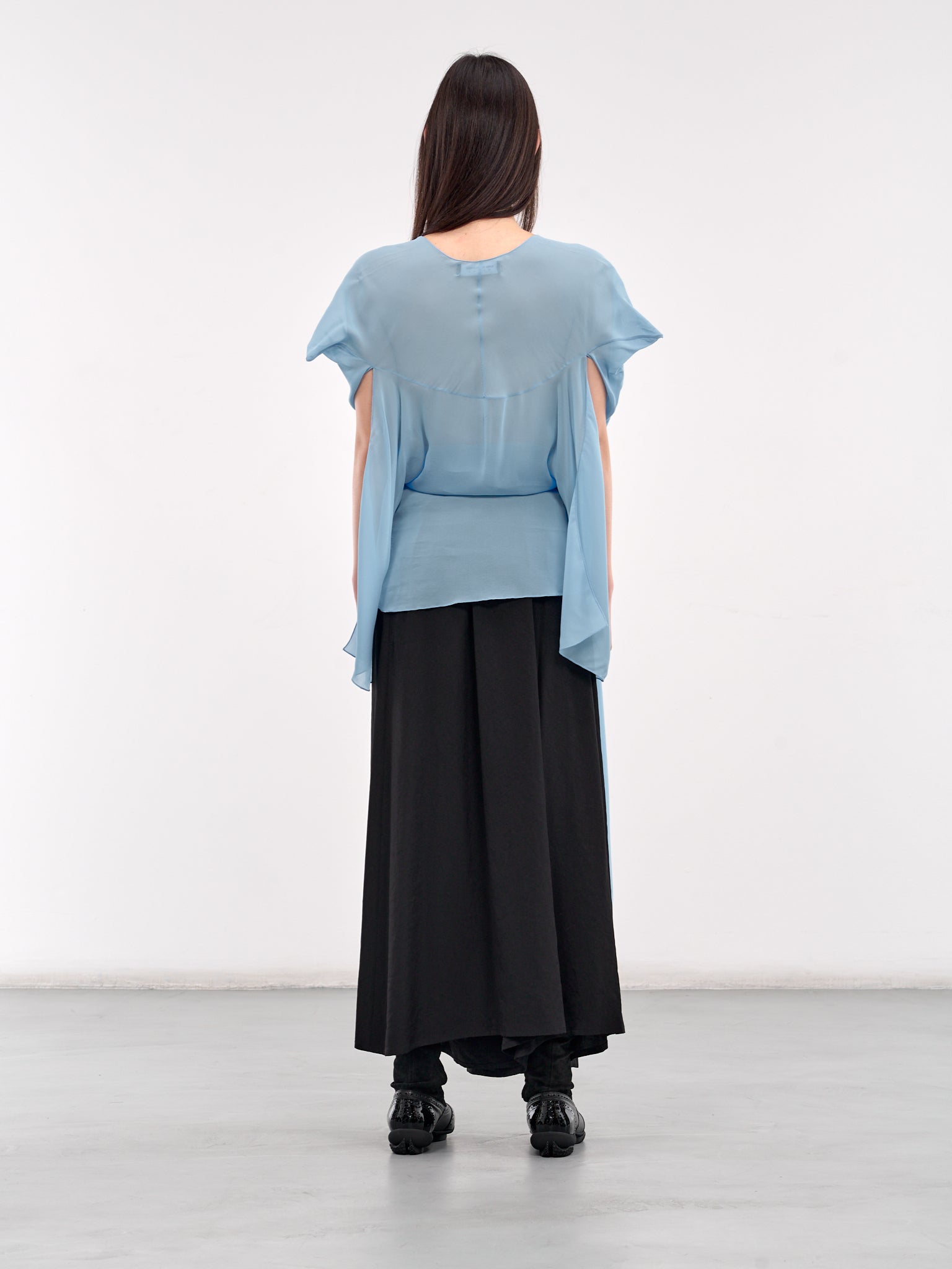 Draped Trim Blouse (H02-47-SKY-BLUE)