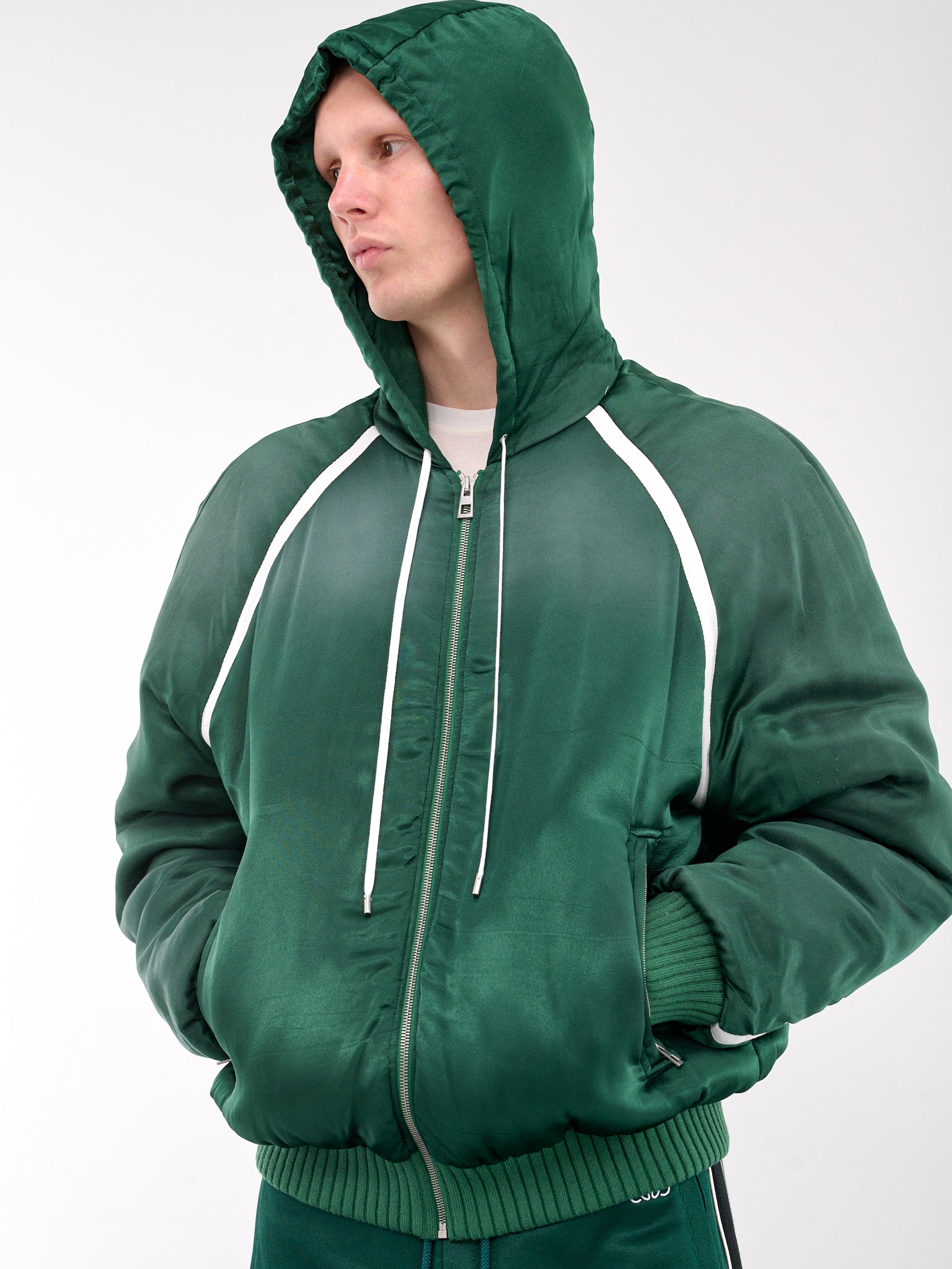 Technical Satin Tracksuit Hoodie (H526Y02WB4-GREEN)