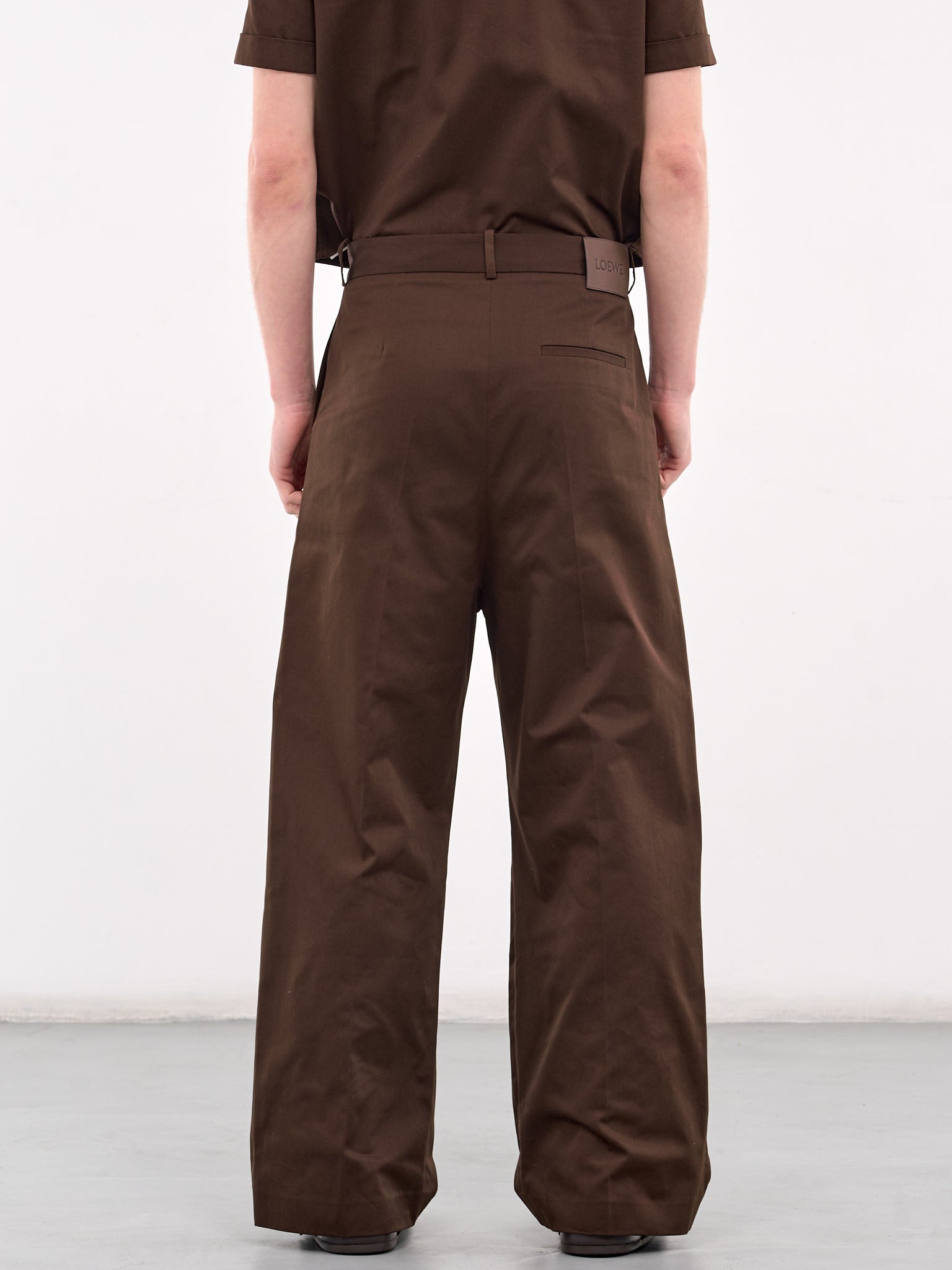 Cotton Pleated Trousers (H526Y04WFN-CHOCOLATE-BROWN)