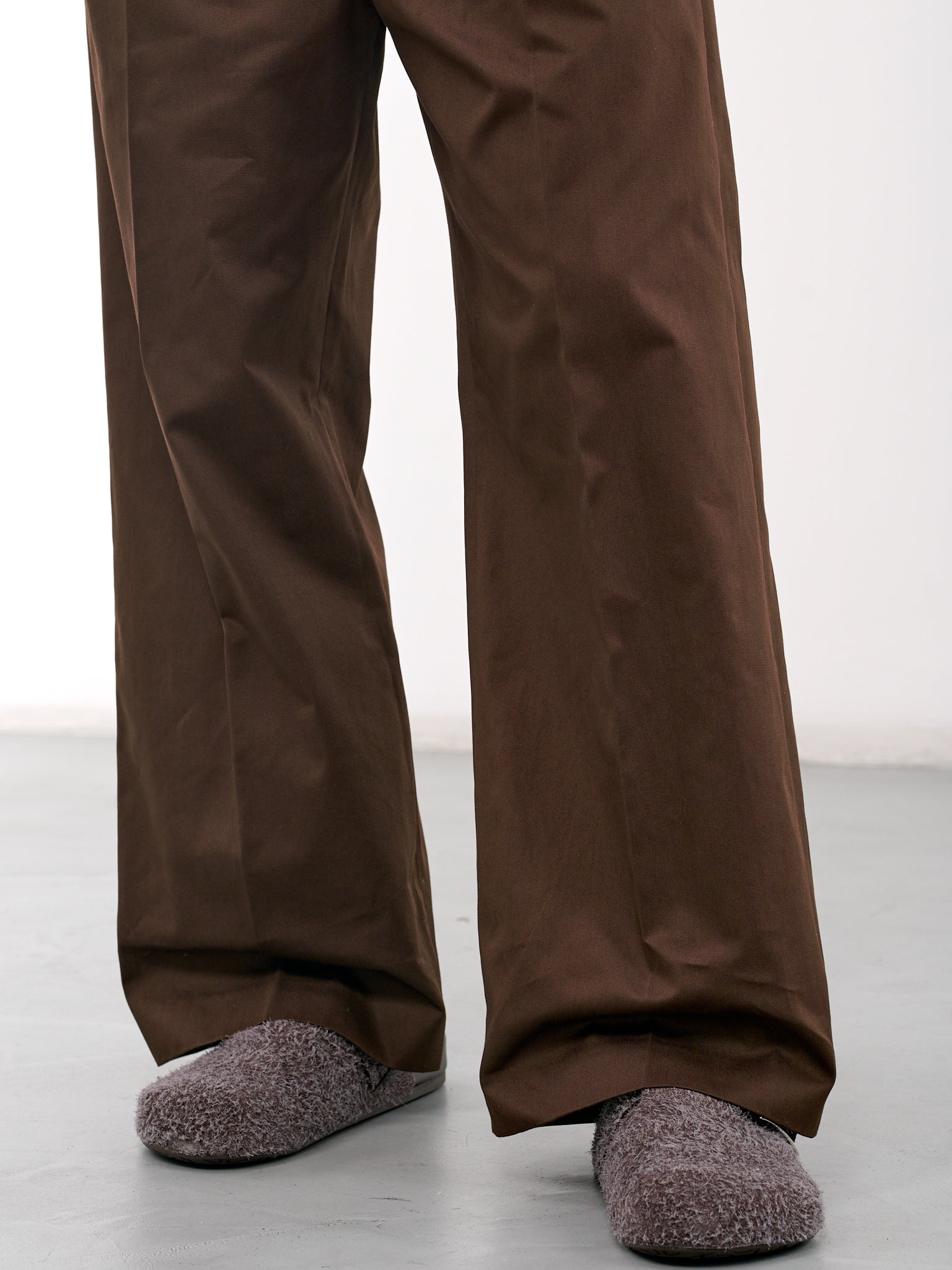 Cotton Pleated Trousers (H526Y04WFN-CHOCOLATE-BROWN)