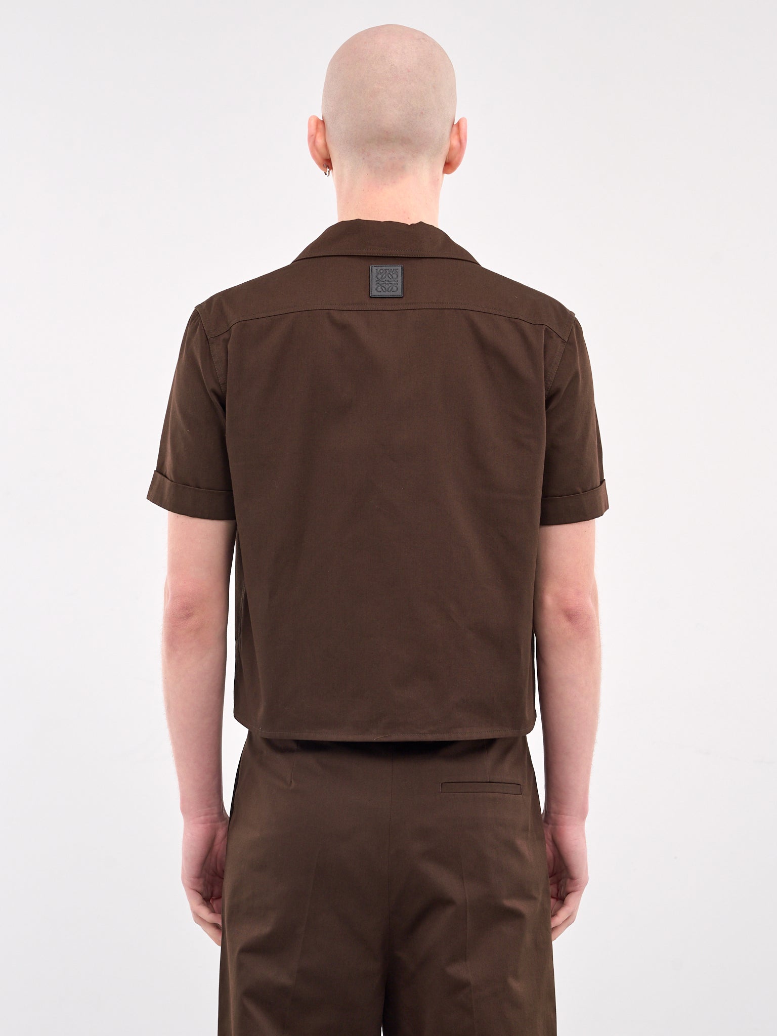 Short Sleeve Shirt (H526Y05WCV-CHOCOLATE-BROWN)