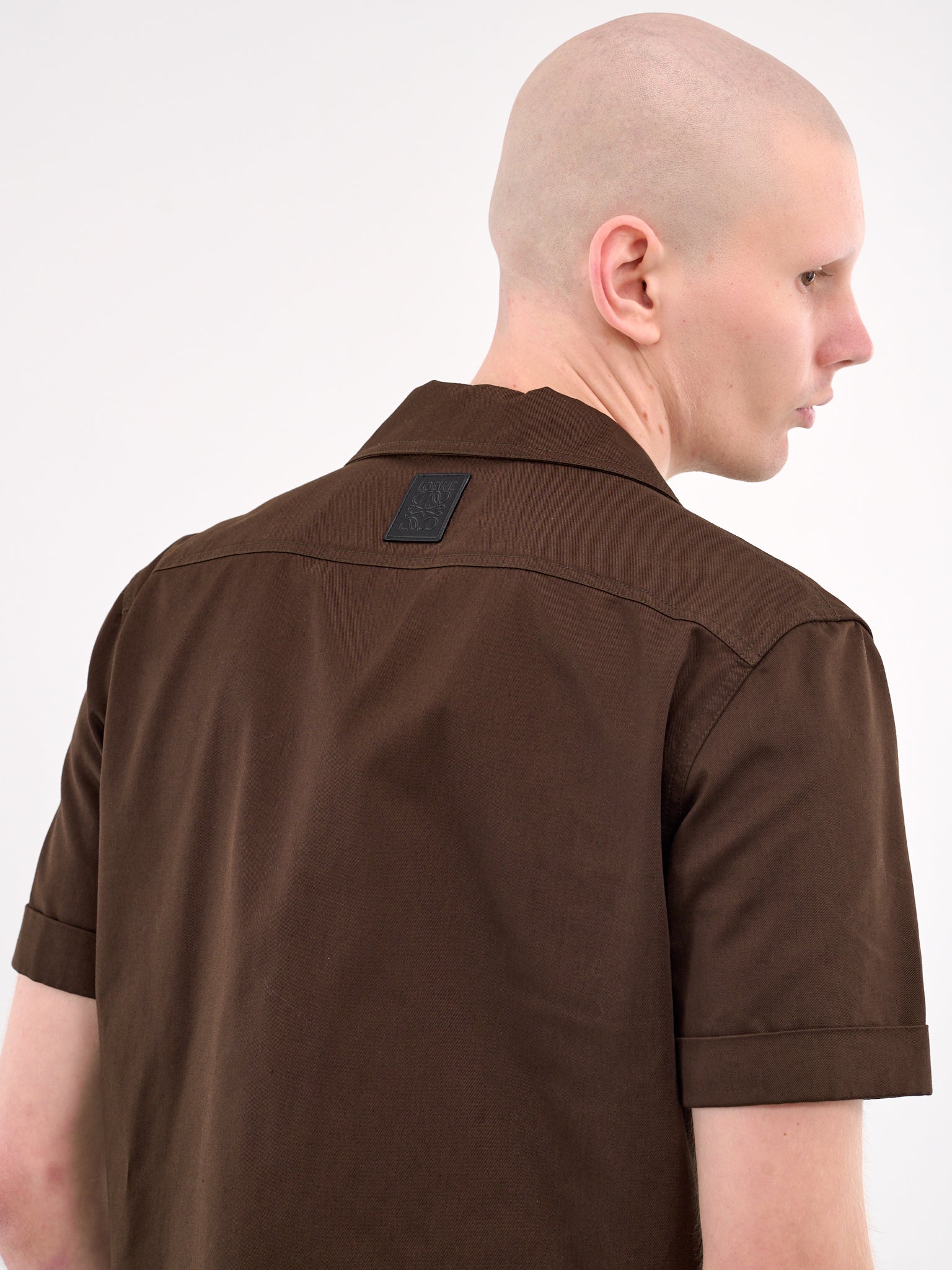 Short Sleeve Shirt (H526Y05WCV-CHOCOLATE-BROWN)