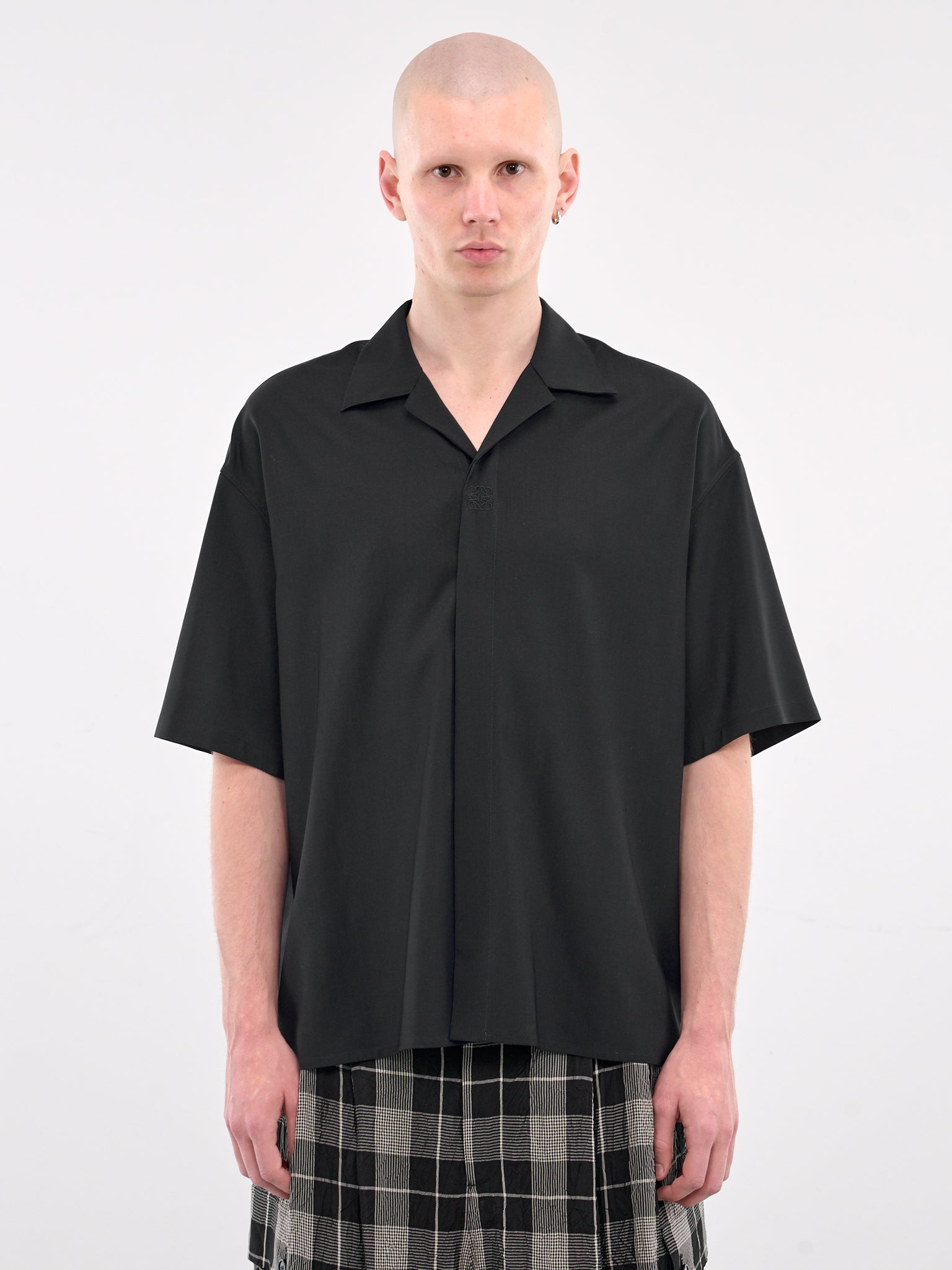 Wool Short Sleeve Shirt (H526Y05WDE-DARK-BLUE)