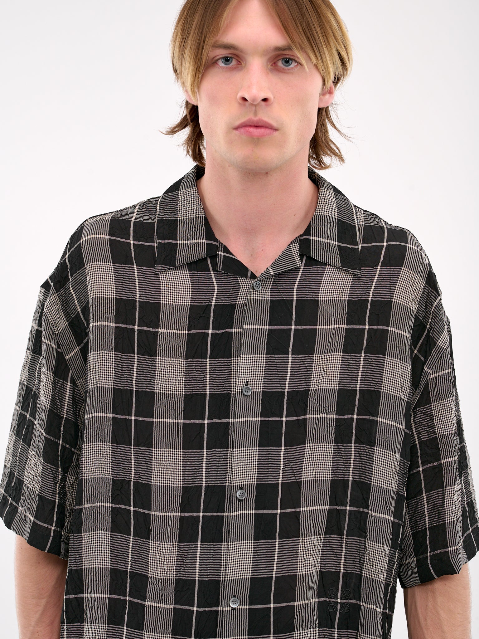 Check Short Sleeve Shirt (H526Y1AW21-BLACK-WHITE)